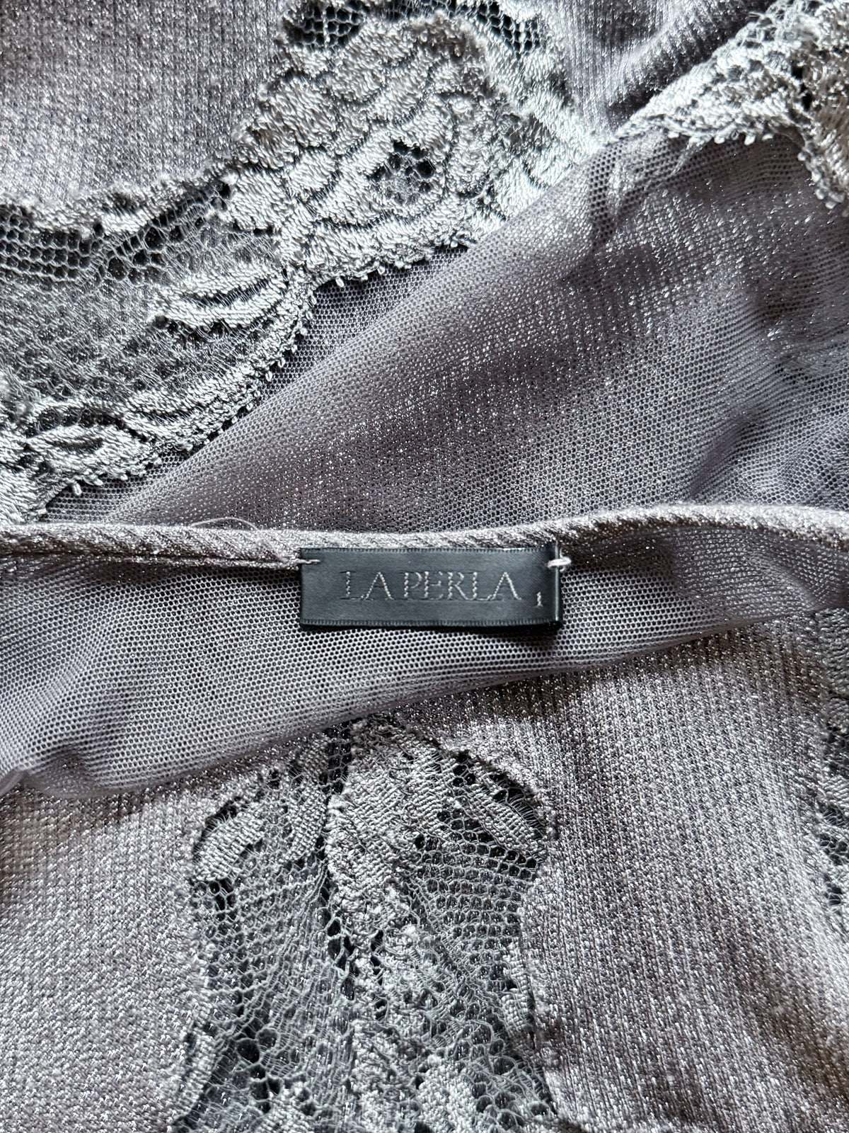 La Perla 2000s Greyish Purple Lace Slip Dress