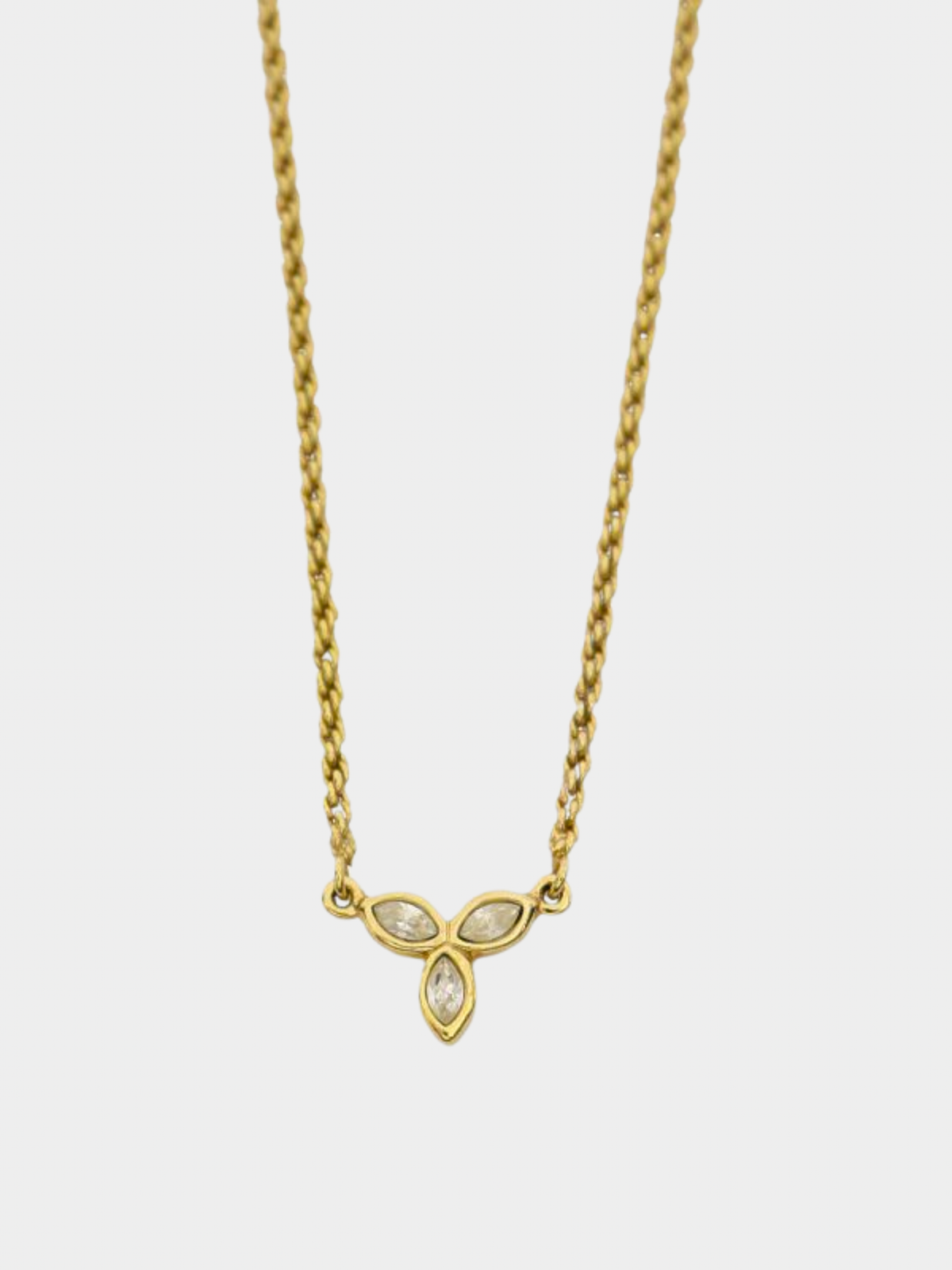 Celine 2000s Gold Rhinestone Flower Necklace
