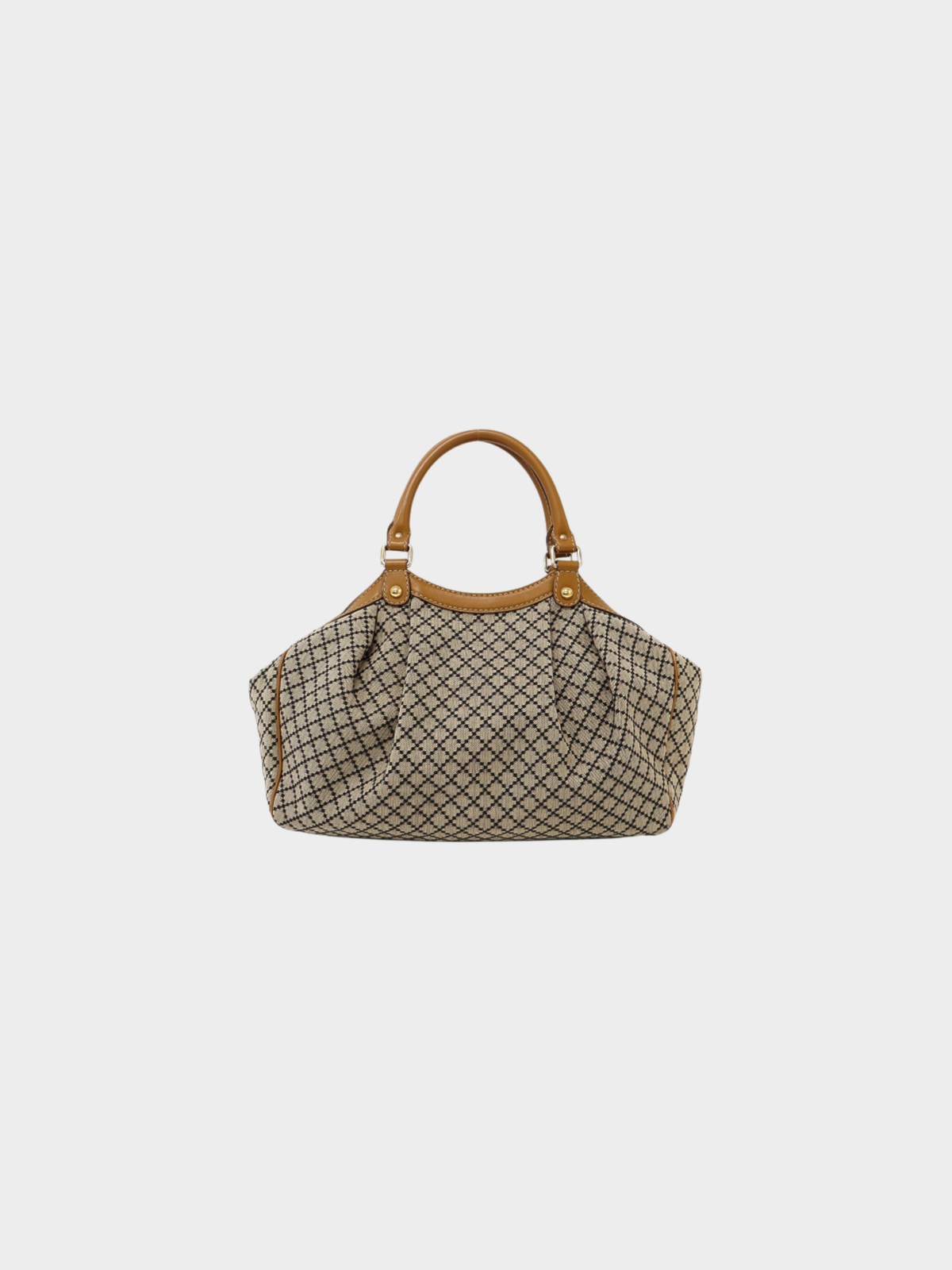 Gucci 2000s Brown Beige Diamante Canvas Leather Handbag