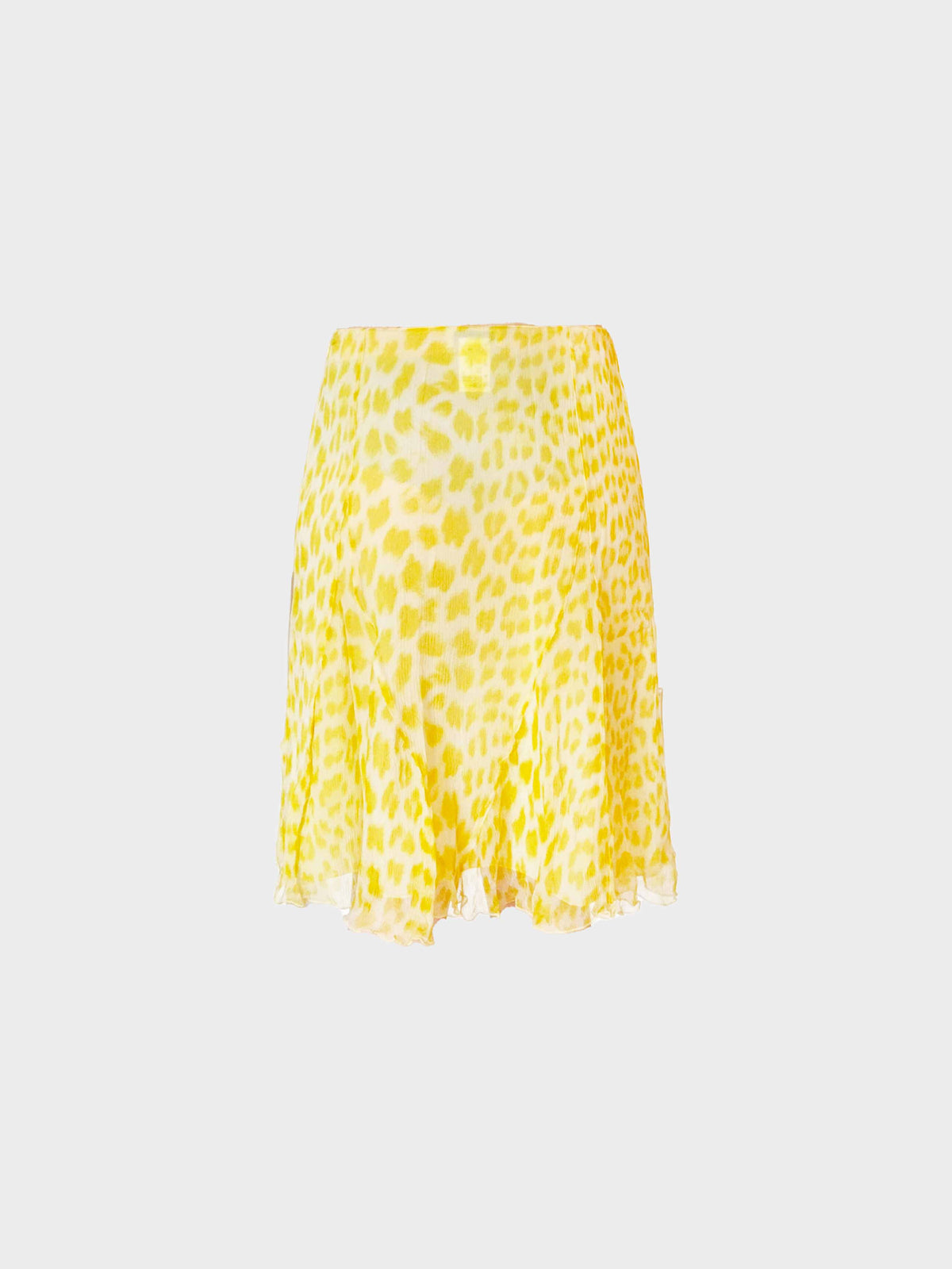Blumarine Blugirl 2000s Yellow Leopard Print Silk Skirt