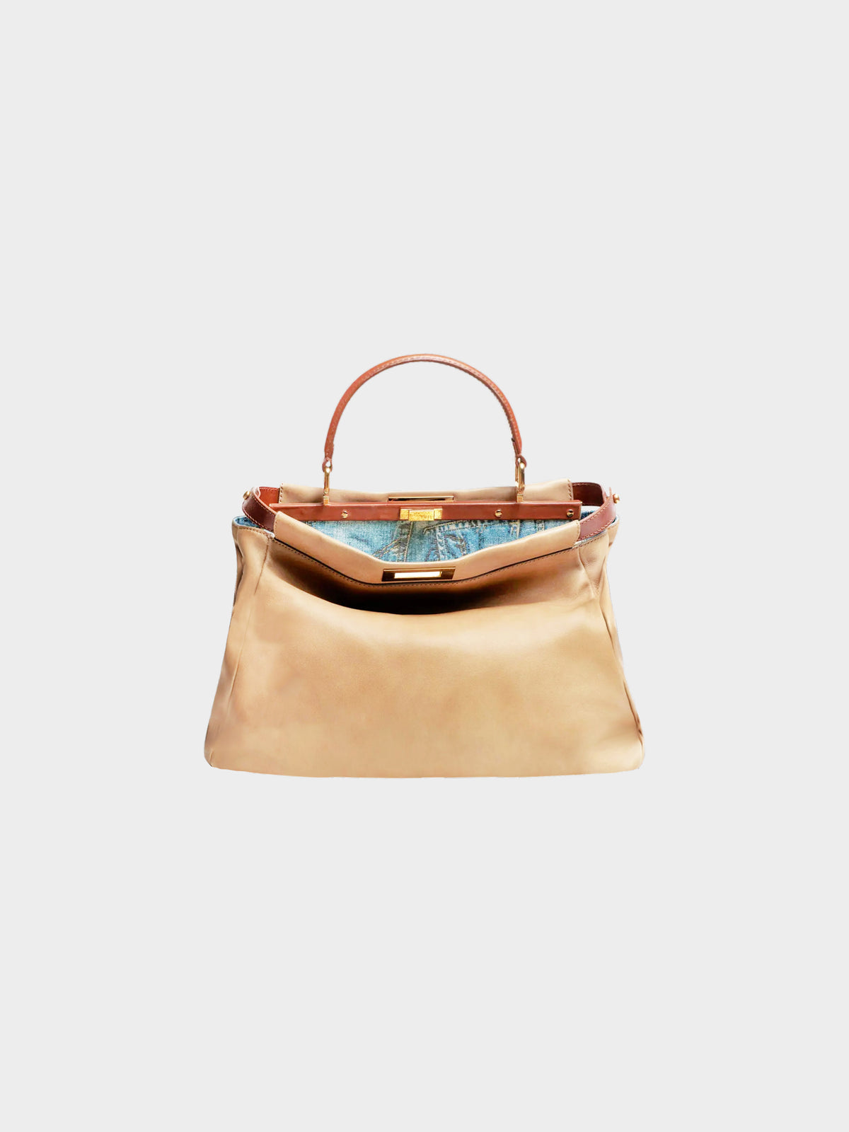 Fendi 2010s Beige and Brown Leather Large Peekaboo Bag