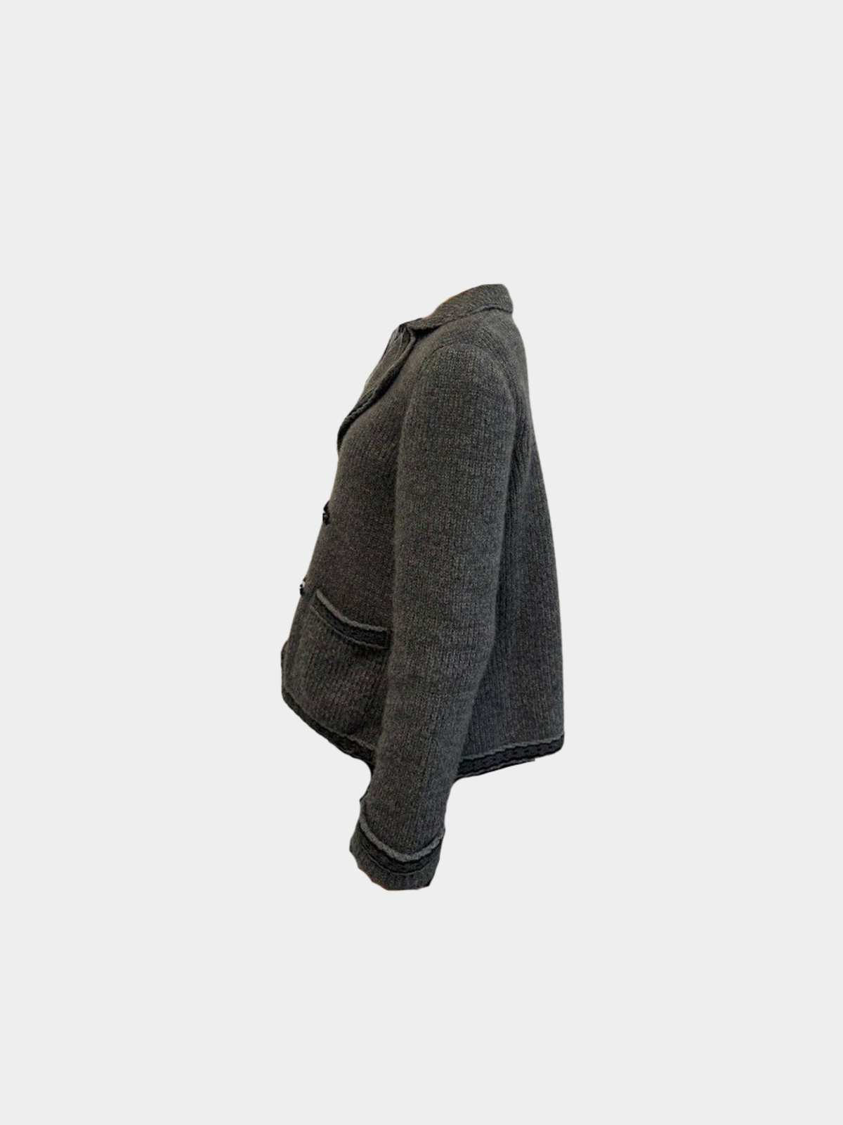 Chanel 2000s Grey Cashmere Bouclé Knit Jacket