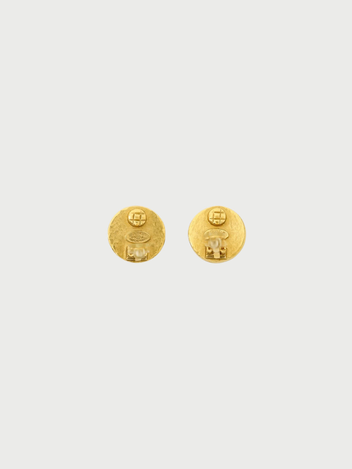 Chanel 1996 Black Gold Plated Metal COCO Earrings