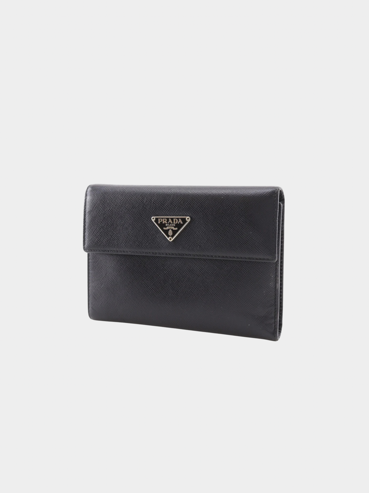 Prada 2000s Black Saffiano Leather Bi-Fold Wallet