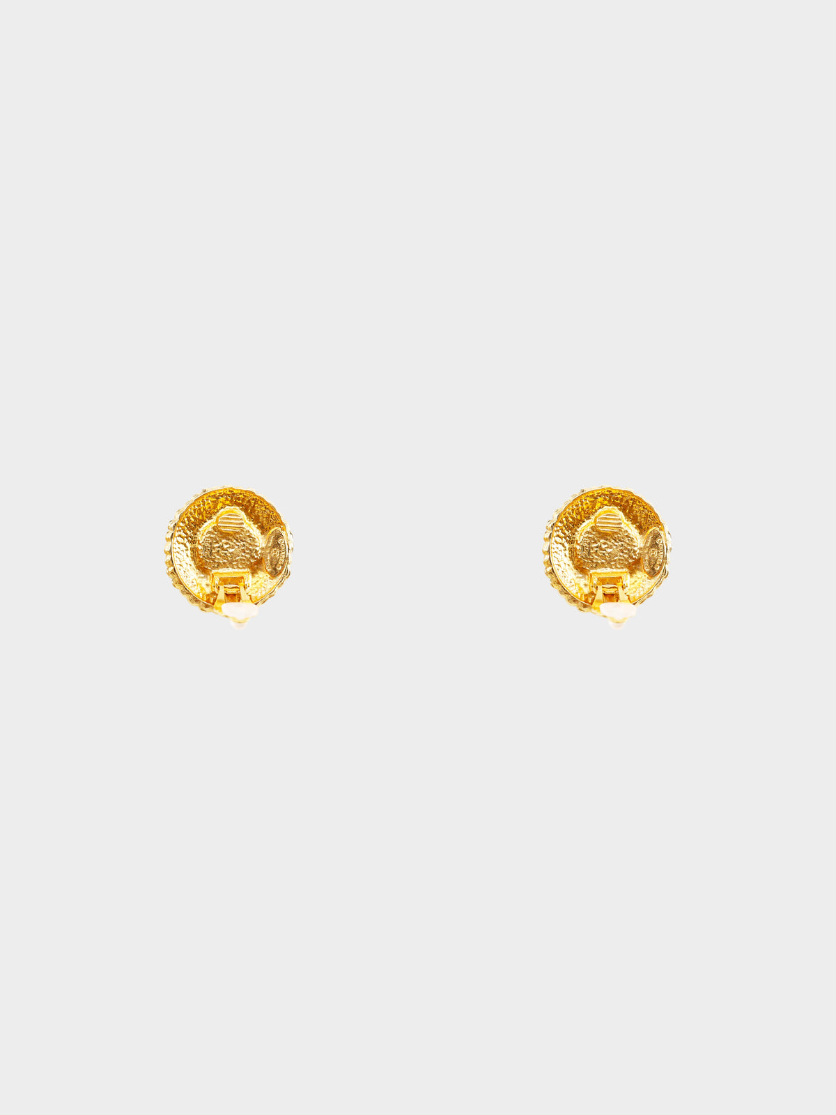 Chanel 1980s Gold and Hammered Faux Pearl Clip-on Earrings