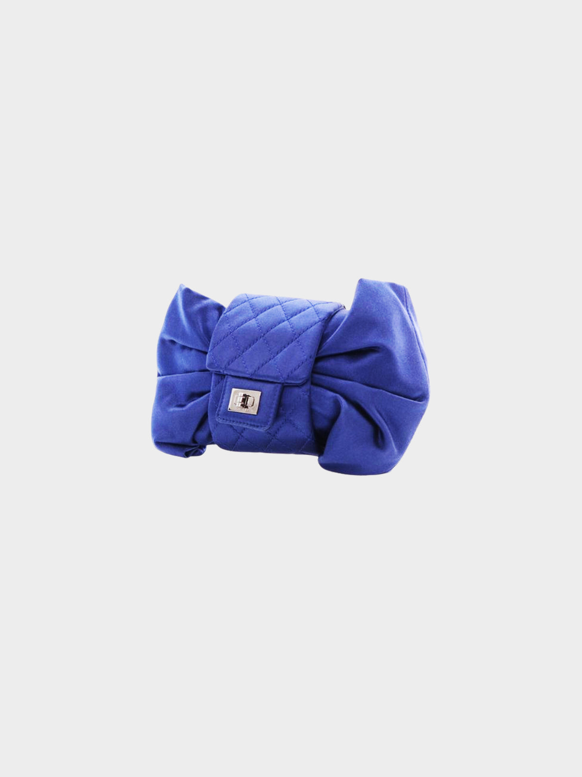 Chanel 2008-2009 Blue Satin Evening Bow Bag
