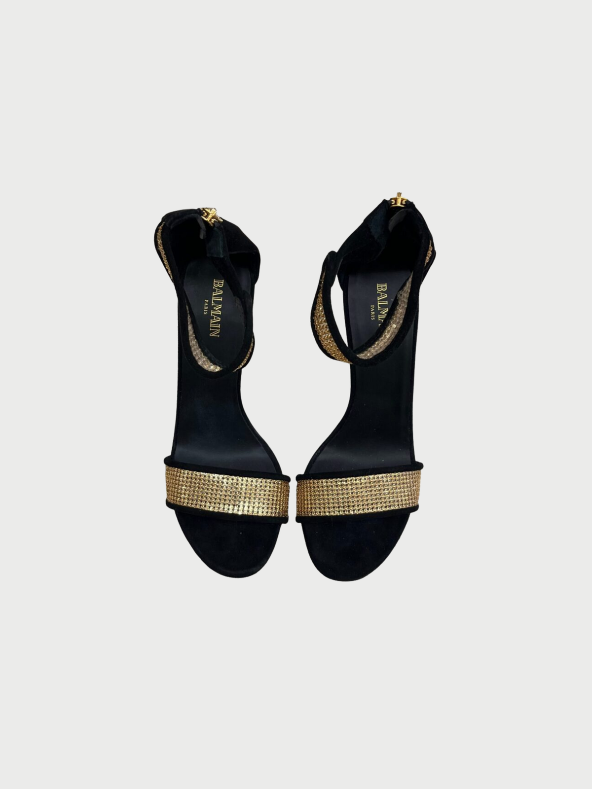 Balmain 2010s Black Suede Samara Platform Wedge Sandals