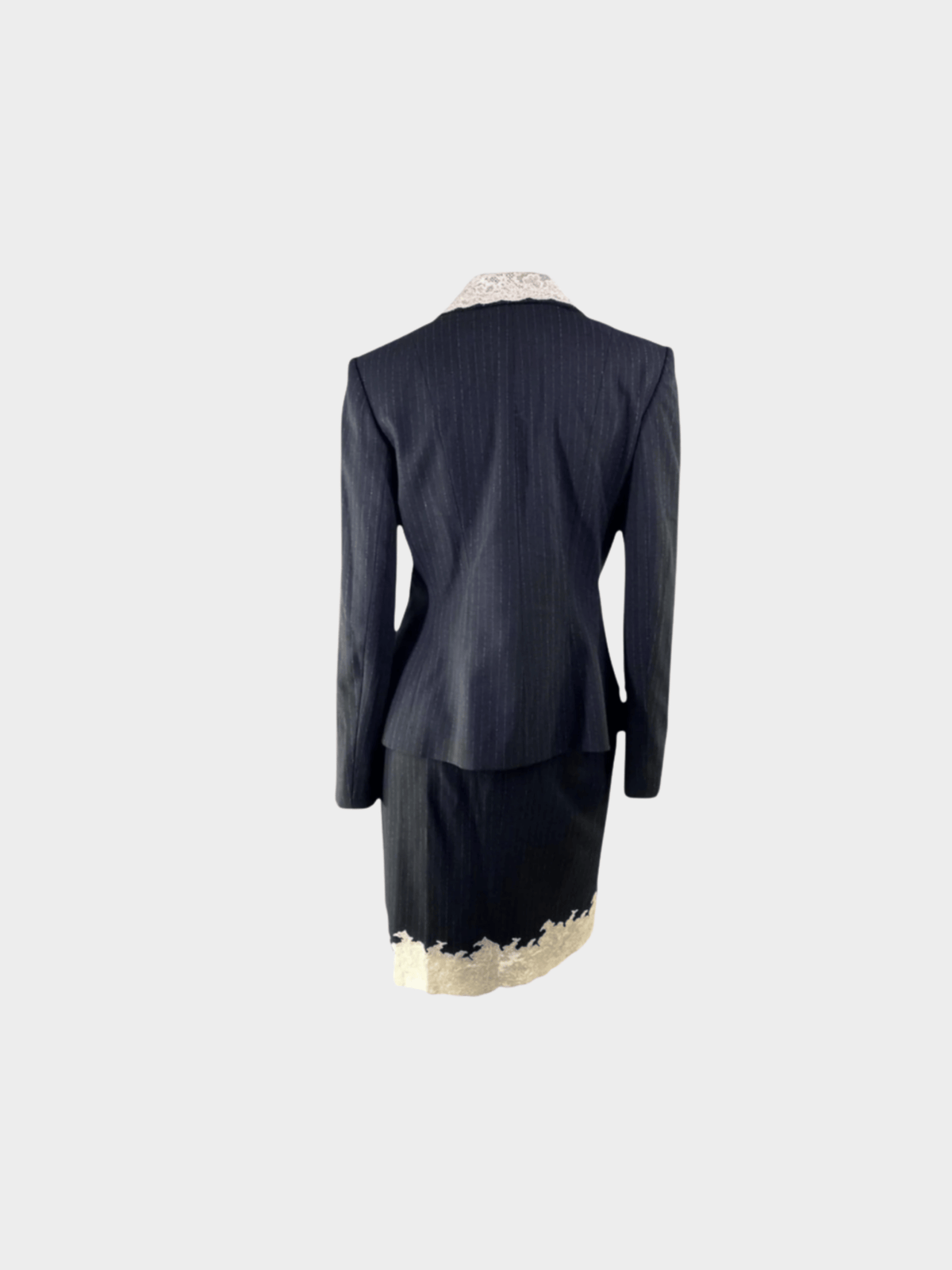 Christian Dior AW 1998 Haute Couture Pinstripe Black Skirt Suit Set
