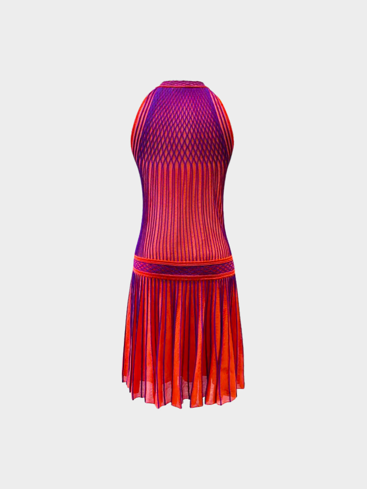 Roberto Cavalli 2009 Orange and Purple Knit Drop-waist Dress