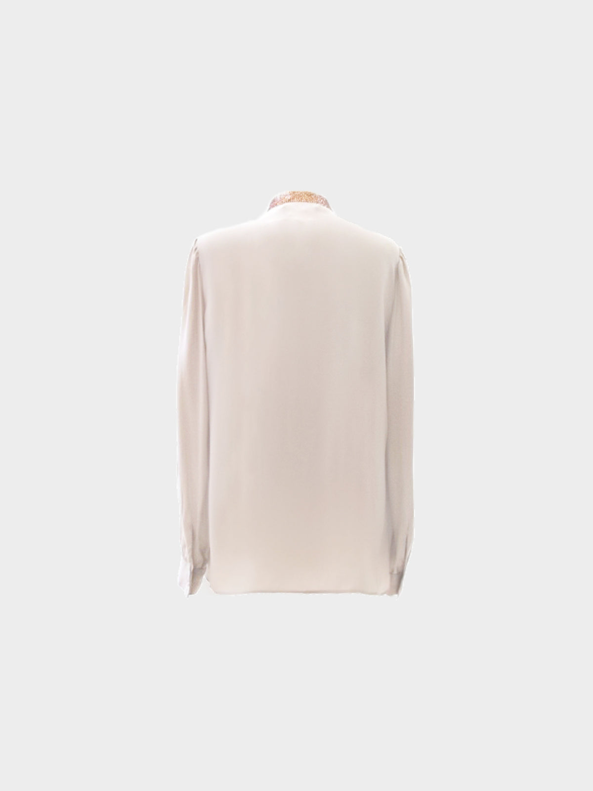 Chloé 2000s Beige Silk Shirt with Brown Sequined Collar