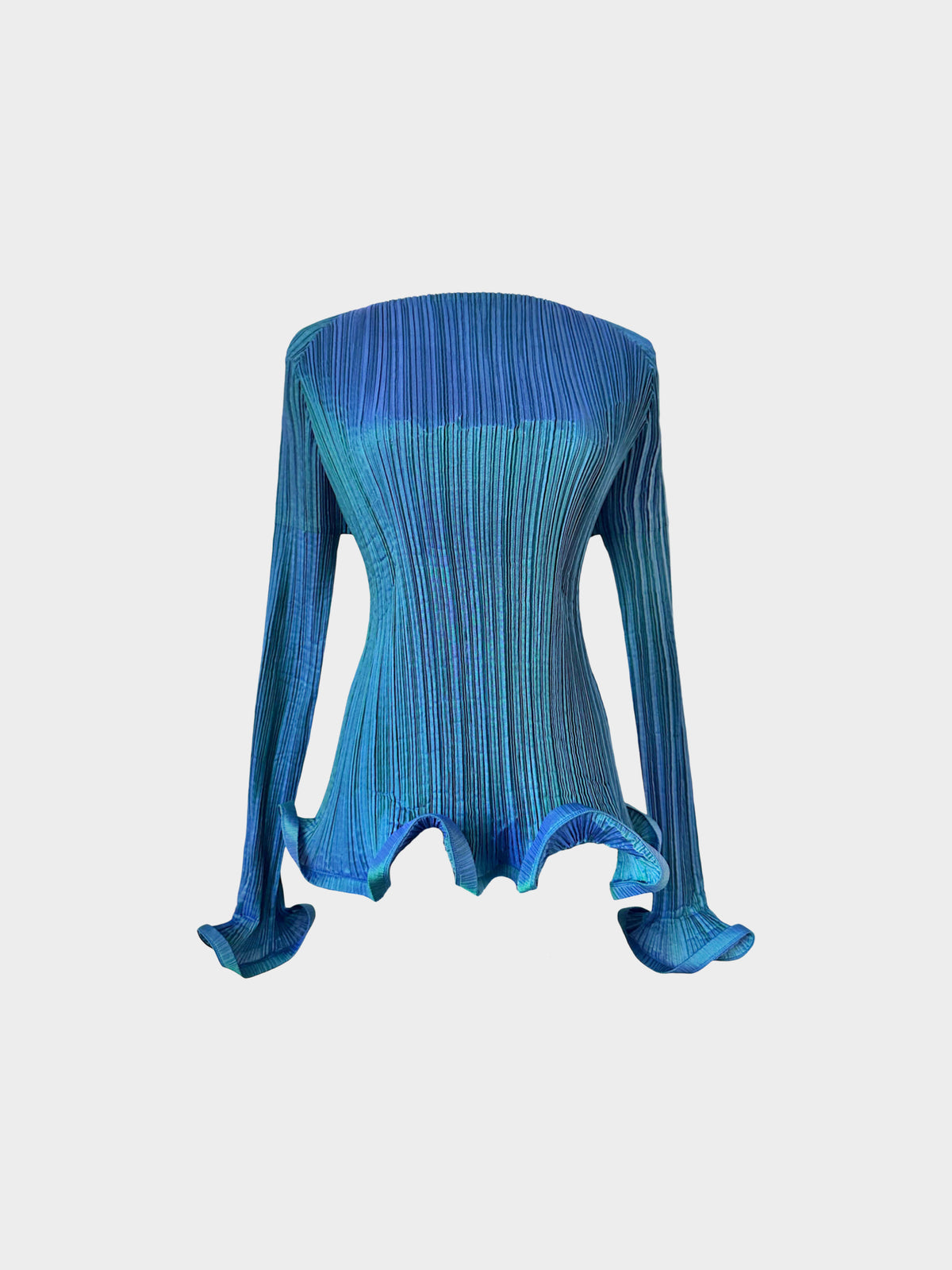 Issey Miyake 1990s Blue Pleated Sculptural 3-Piece Set