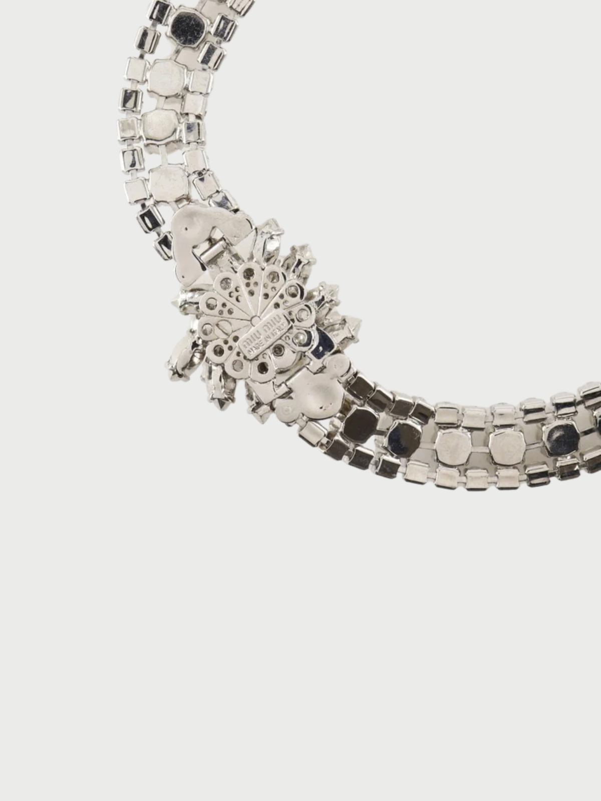 Miu Miu 2003 Silver Metal Rhinestone Pearl Necklace