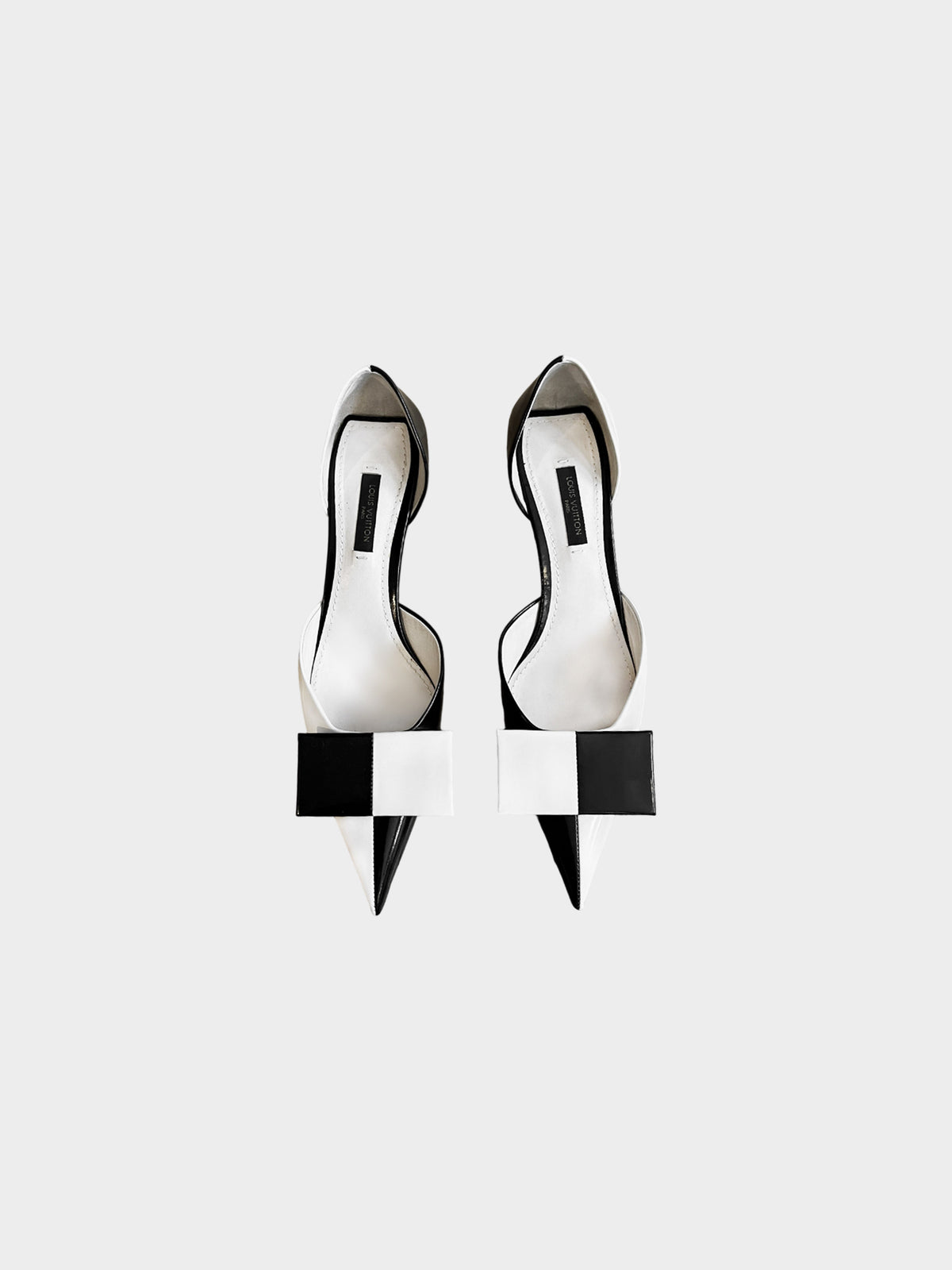 Louis Vuitton 2013 Black and White Leather D'Orsay Bow Pointed Toe Pumps