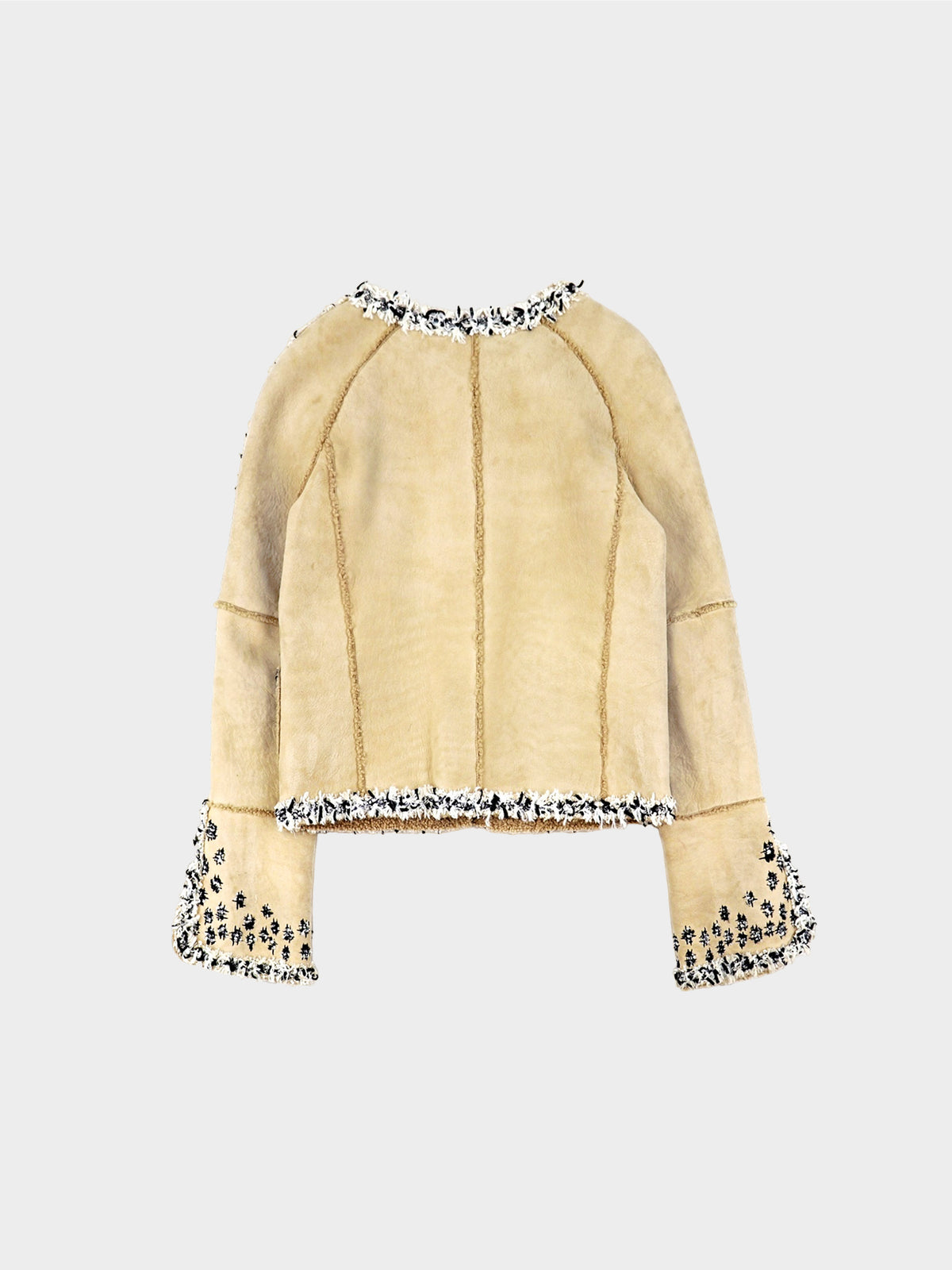 Chanel FW 2005 Beige Tweed Shearling-lined Jacket