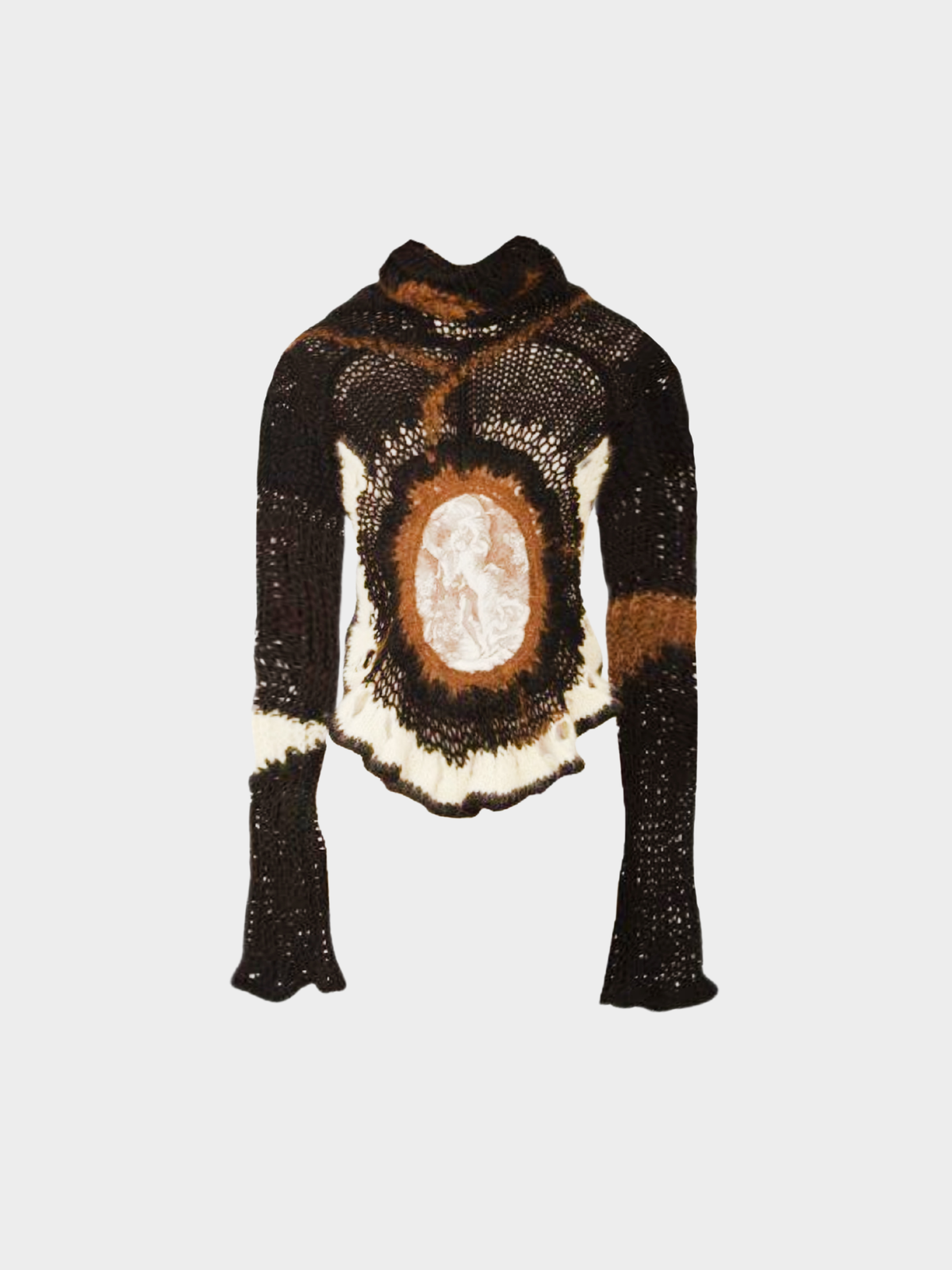Jean Paul Gaultier FW 2007 Brown and Black Knit Long Sleeve Top