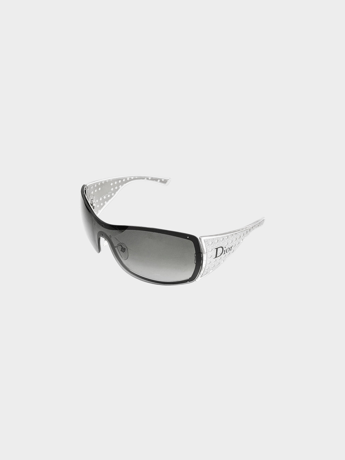 Christian Dior 2000s Silver and Black Quadrille Shield Sunglasses
