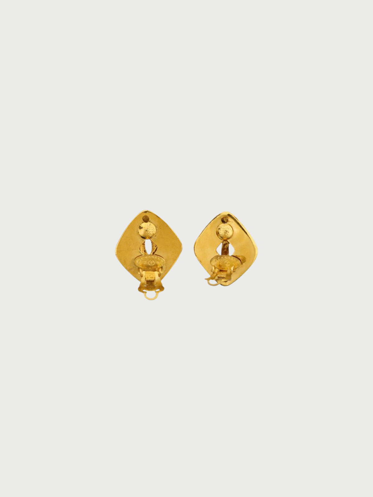 Chanel 1990s Gold Plated Metal Coco Diamond-Cut Earrings