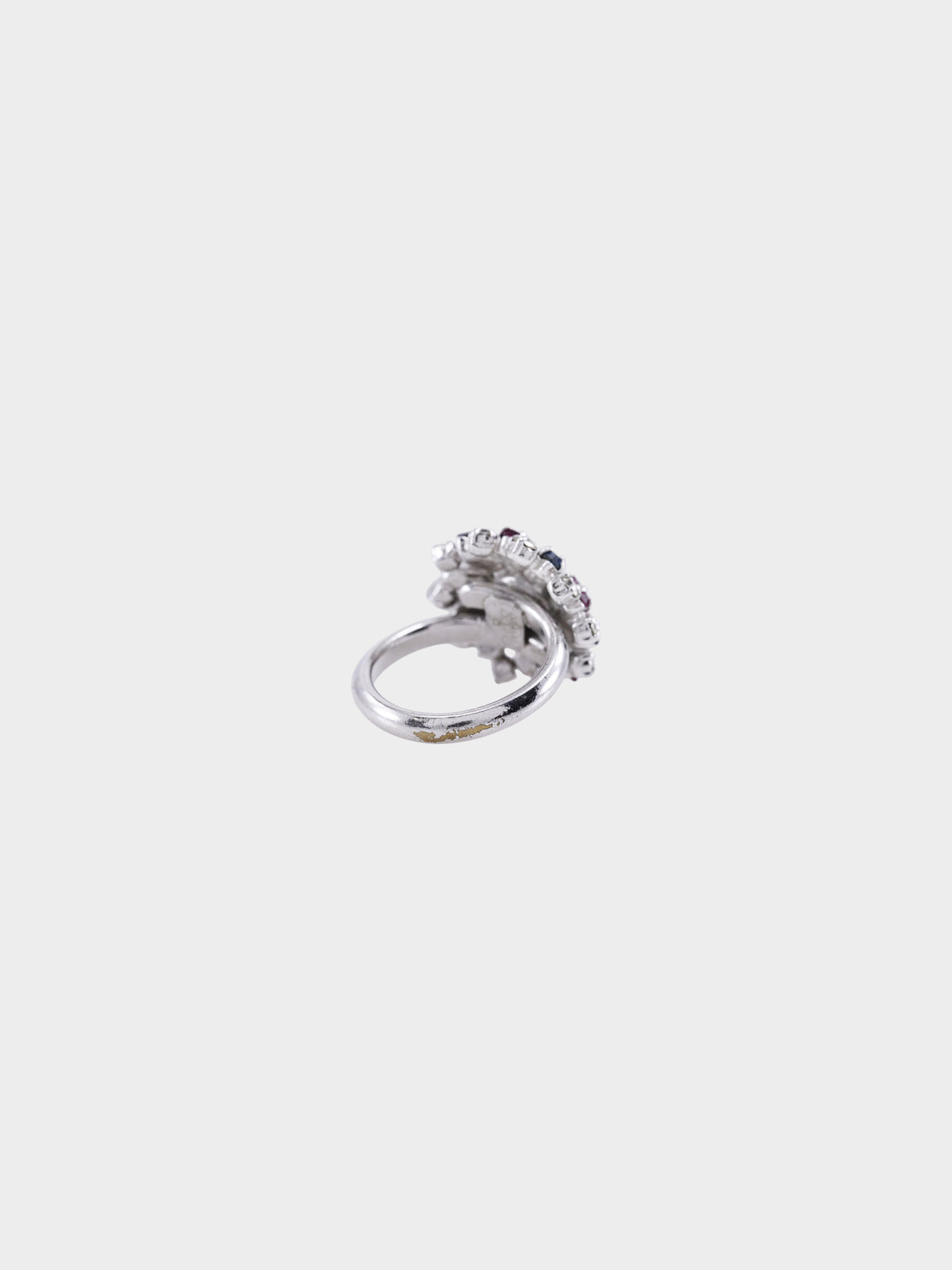 Christian Dior 1990s Silver Multicolor Rhinestone Ring
