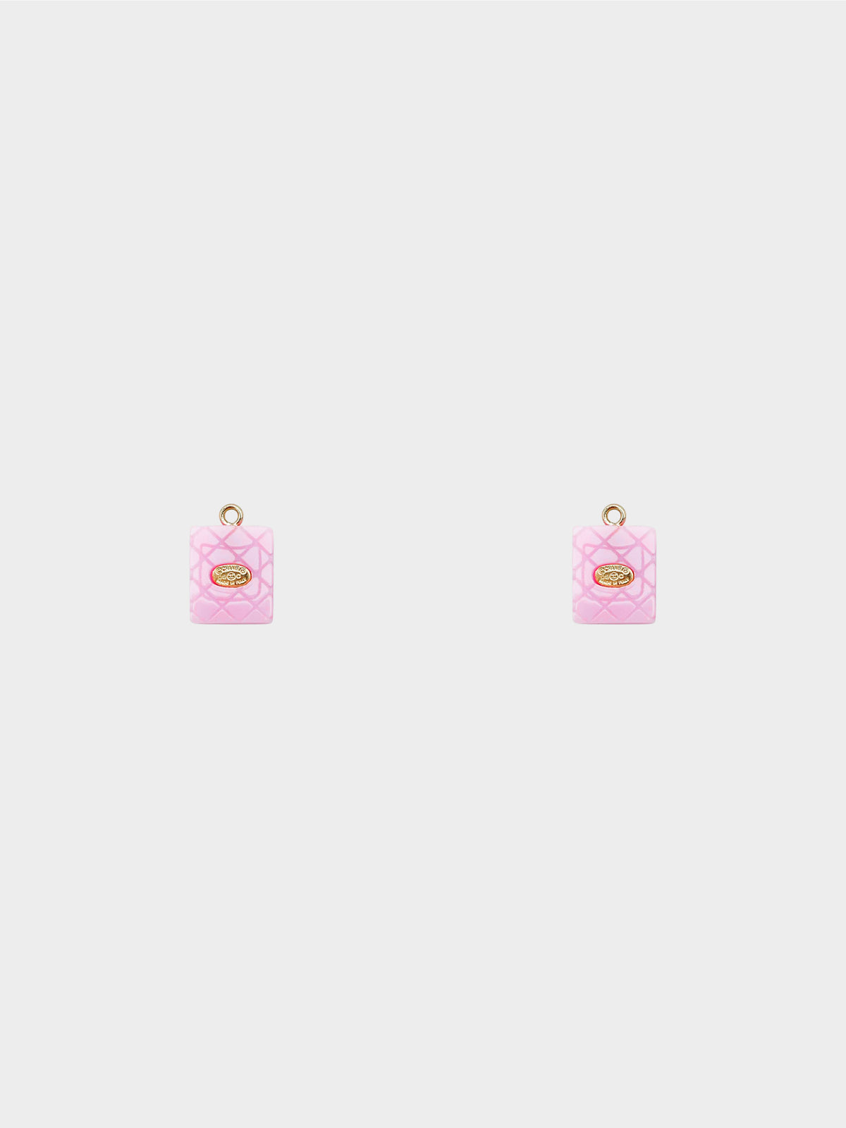 Chanel 2005 Pink Cambon Motif Dangle Post Earrings