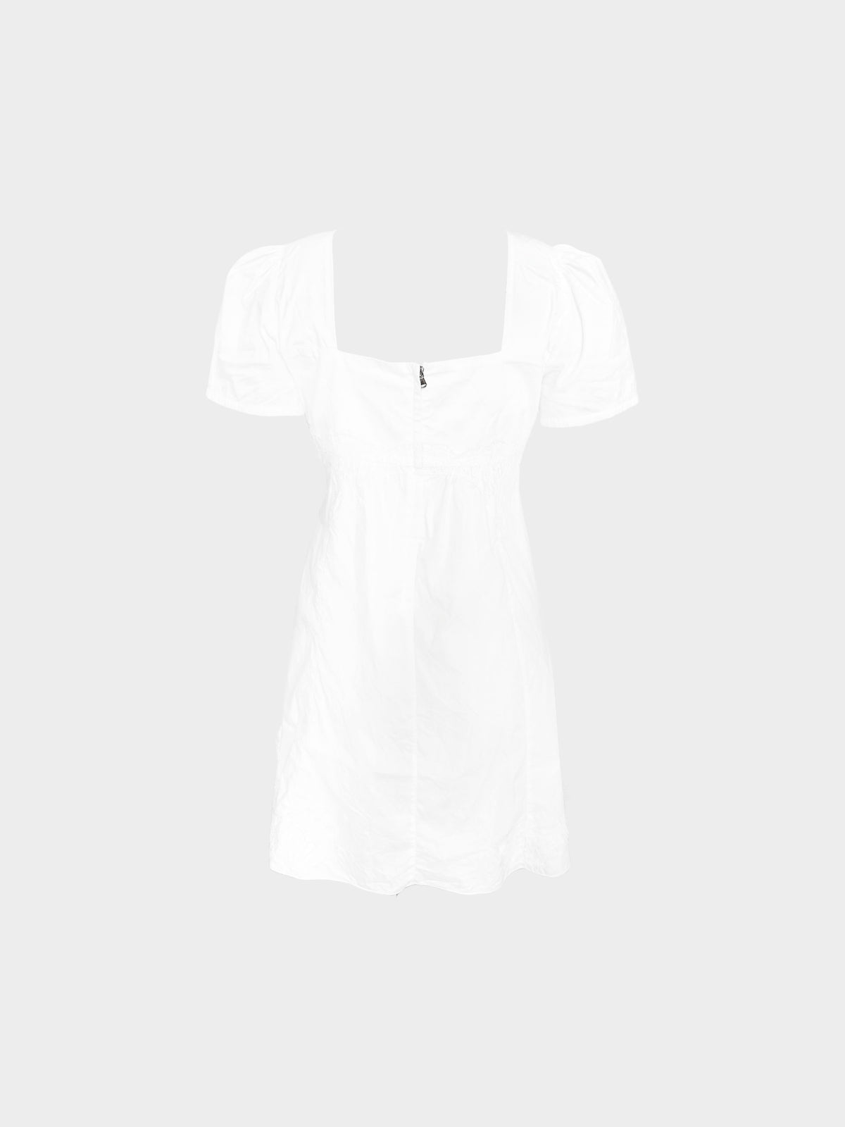 Dolce and Gabbana 2010s White Cotton and Lace Puff Sleeve Dress