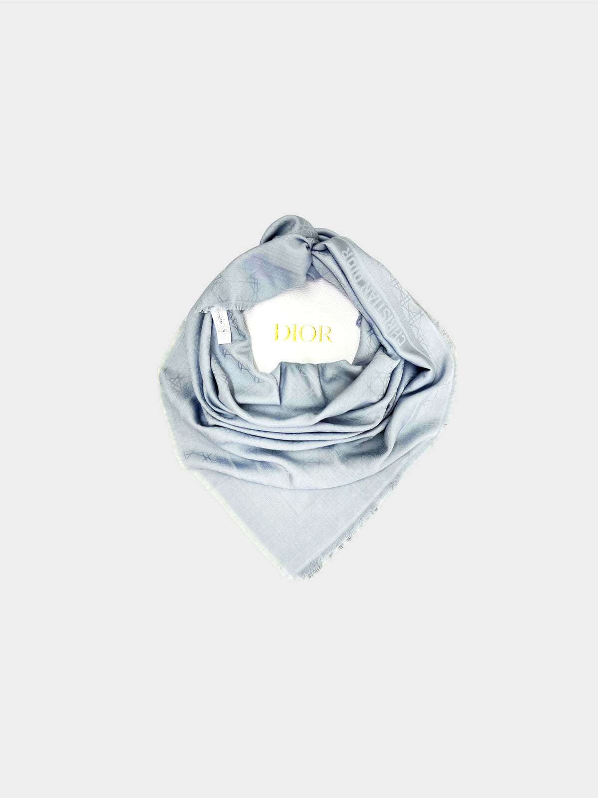 Christian Dior 2010s Powder Blue Cannage Shawl/Scarf