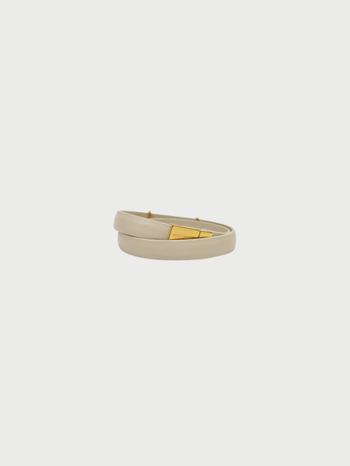 Yves Saint Laurent 2020s Ivory Gold Opyum Double Loop Leather Bracelet