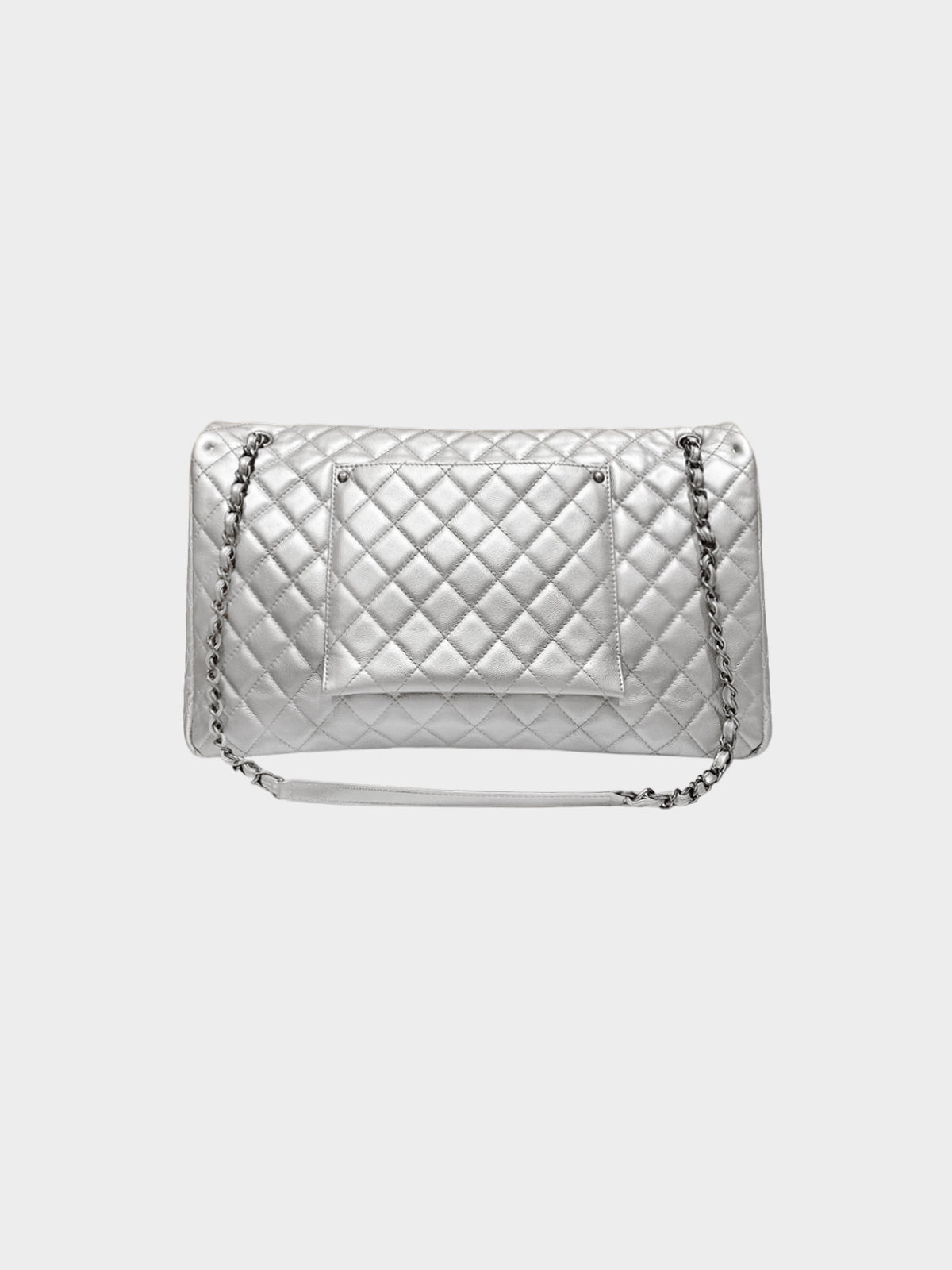 Chanel 2016-2017 Silver Caviar Quilted XXL Travel Flap Bag