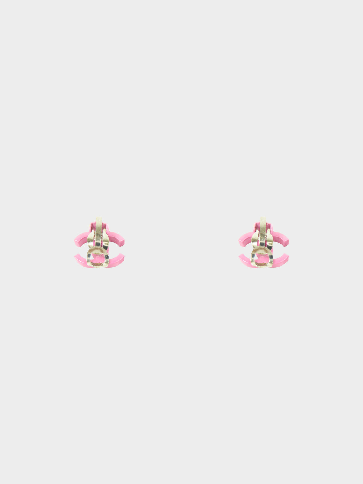 Chanel Spring 2004 Pastel Pink Resin CC  Clip-on Earrings