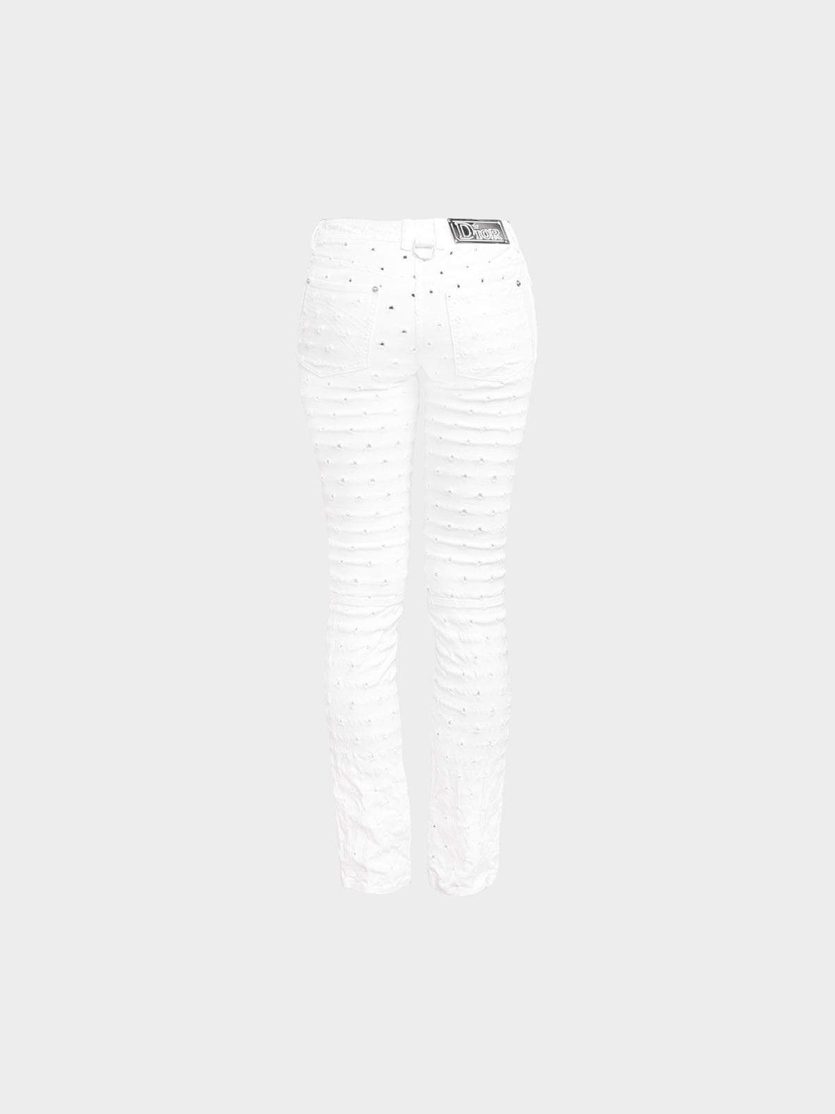 Christian Dior by John Galliano FW 2004 White Distressed Straight Leg Jeans