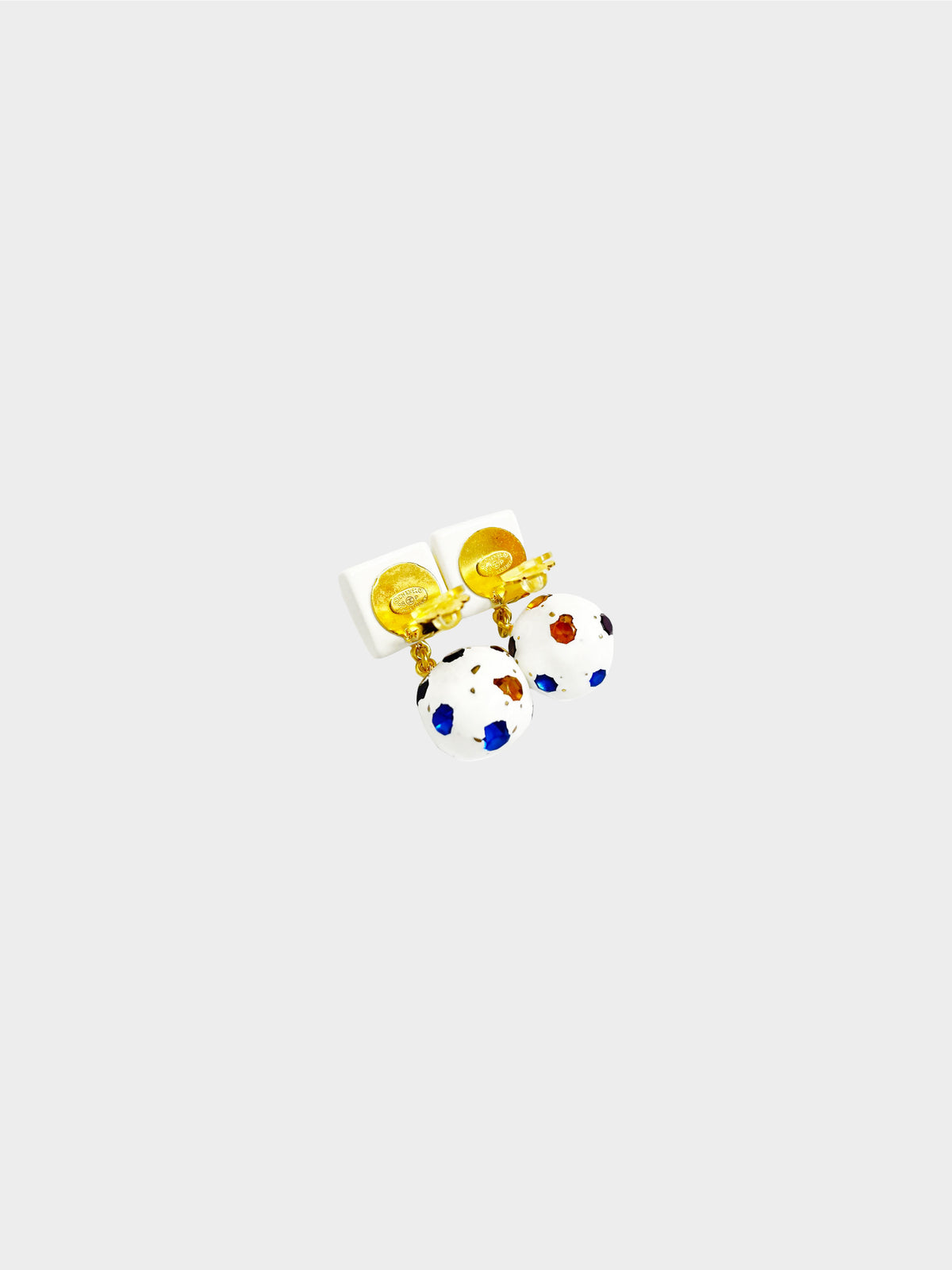 Chanel Spring 1998 Soccer Ball Motif Clip-On Earrings