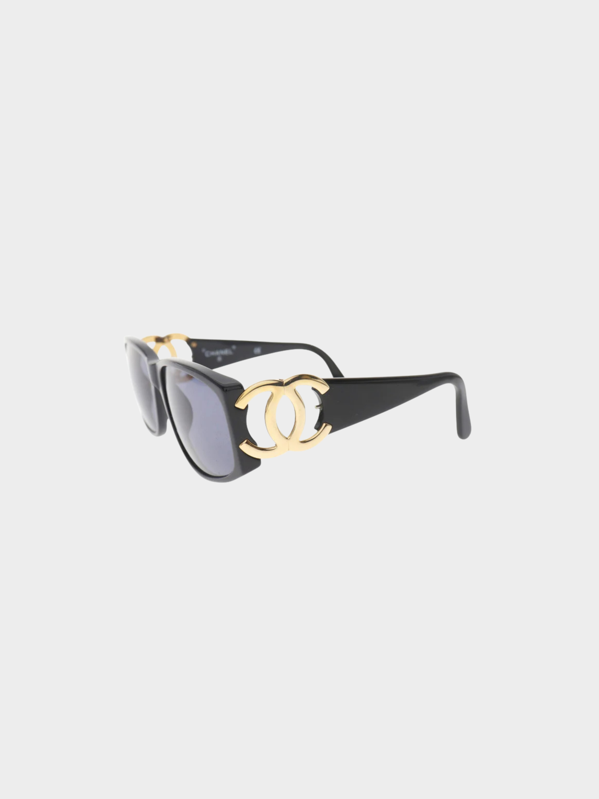 Chanel 2000s Black Plastic Coco Mark Sunglasses
