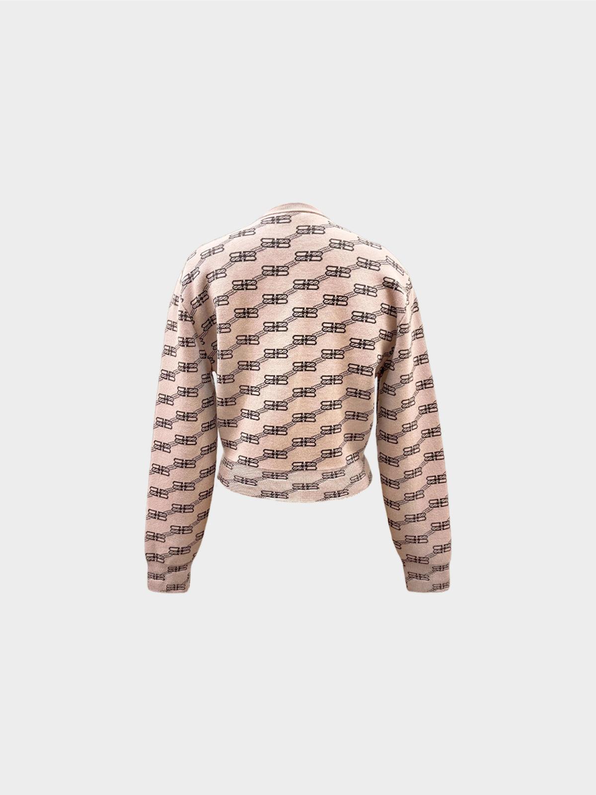 Balenciaga 2020s Beige BB Monogram Cropped Sweater
