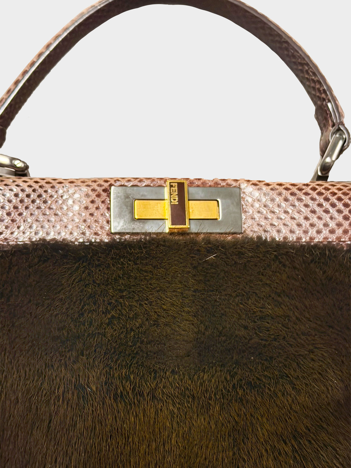 Fendi 2010s Python and Mink Fur Peekaboo Bag