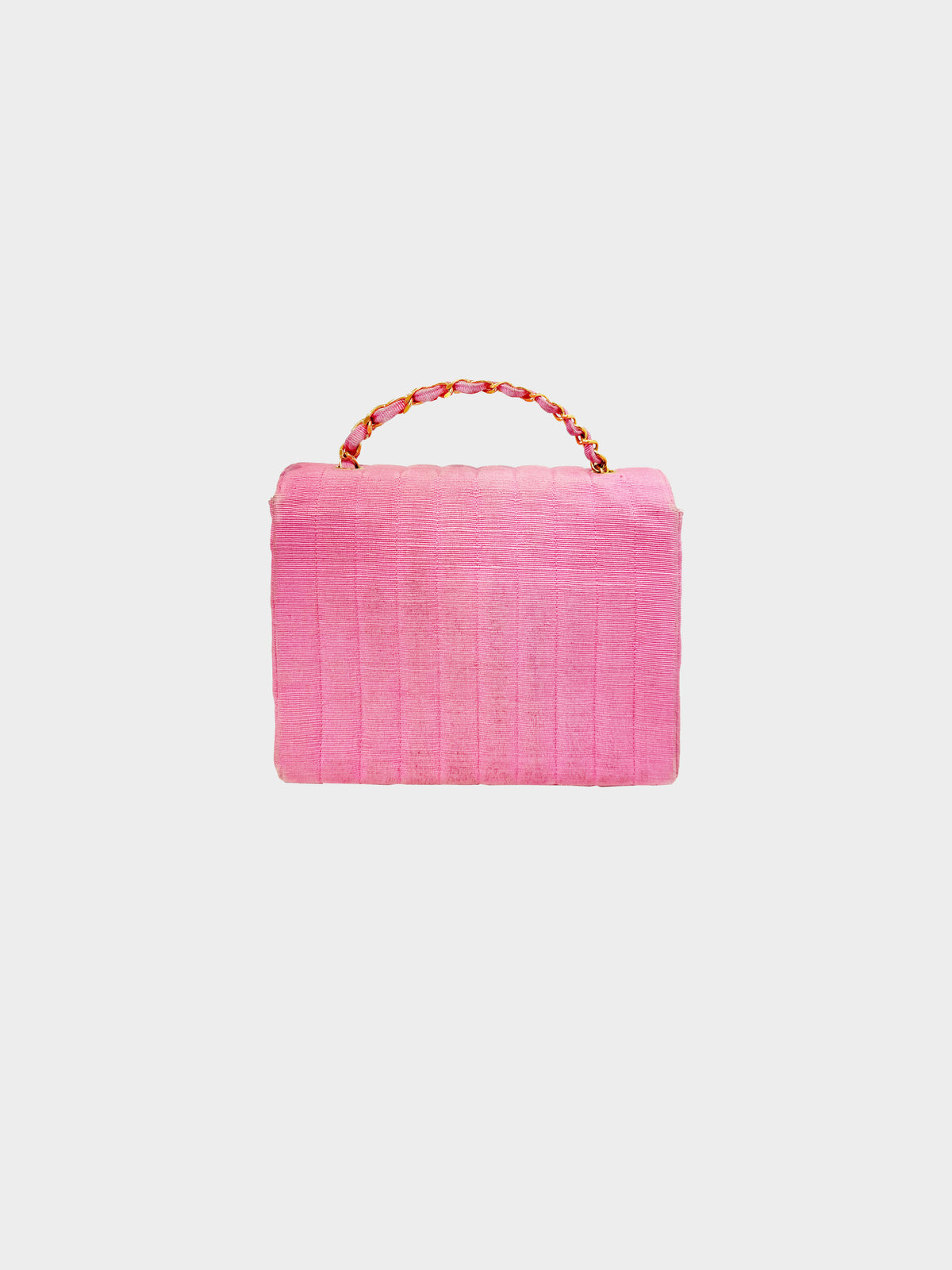 Chanel 1991-1994 Pink Canvas Stitched Flap Bag