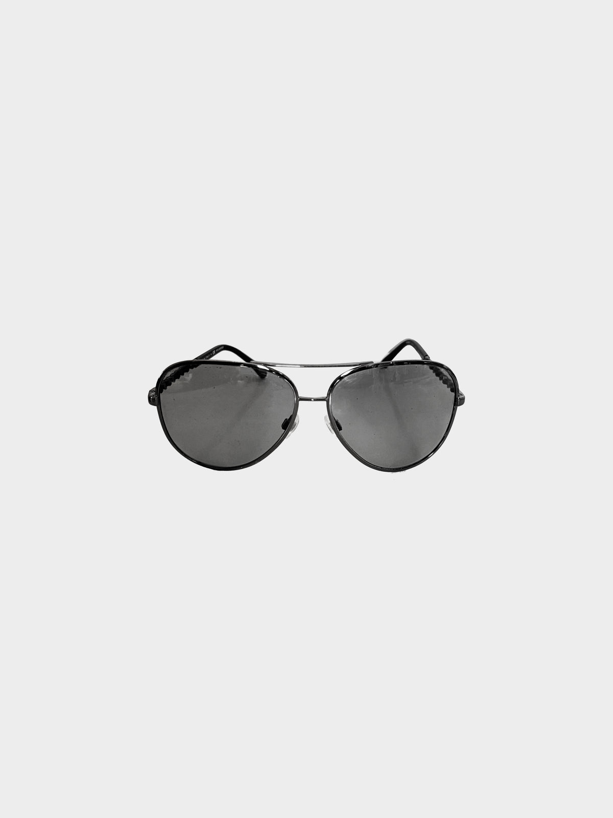 Chanel 2000s Black Metal Aviator Sunglasses