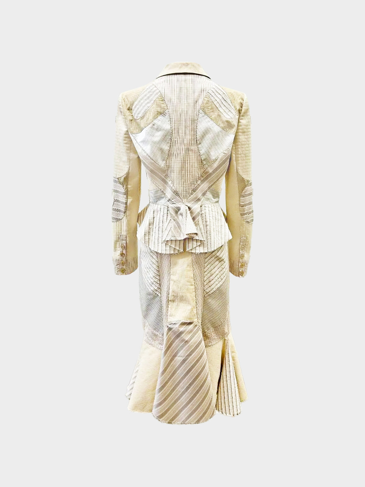 Alexander McQueen SS 2004 Beige Deliverance Patchwork Jacket and Skirt Set