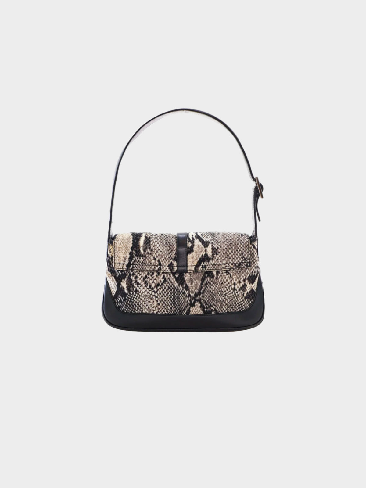 Gucci 2000s Black Python Print Canvas Jackie Hobo Bag