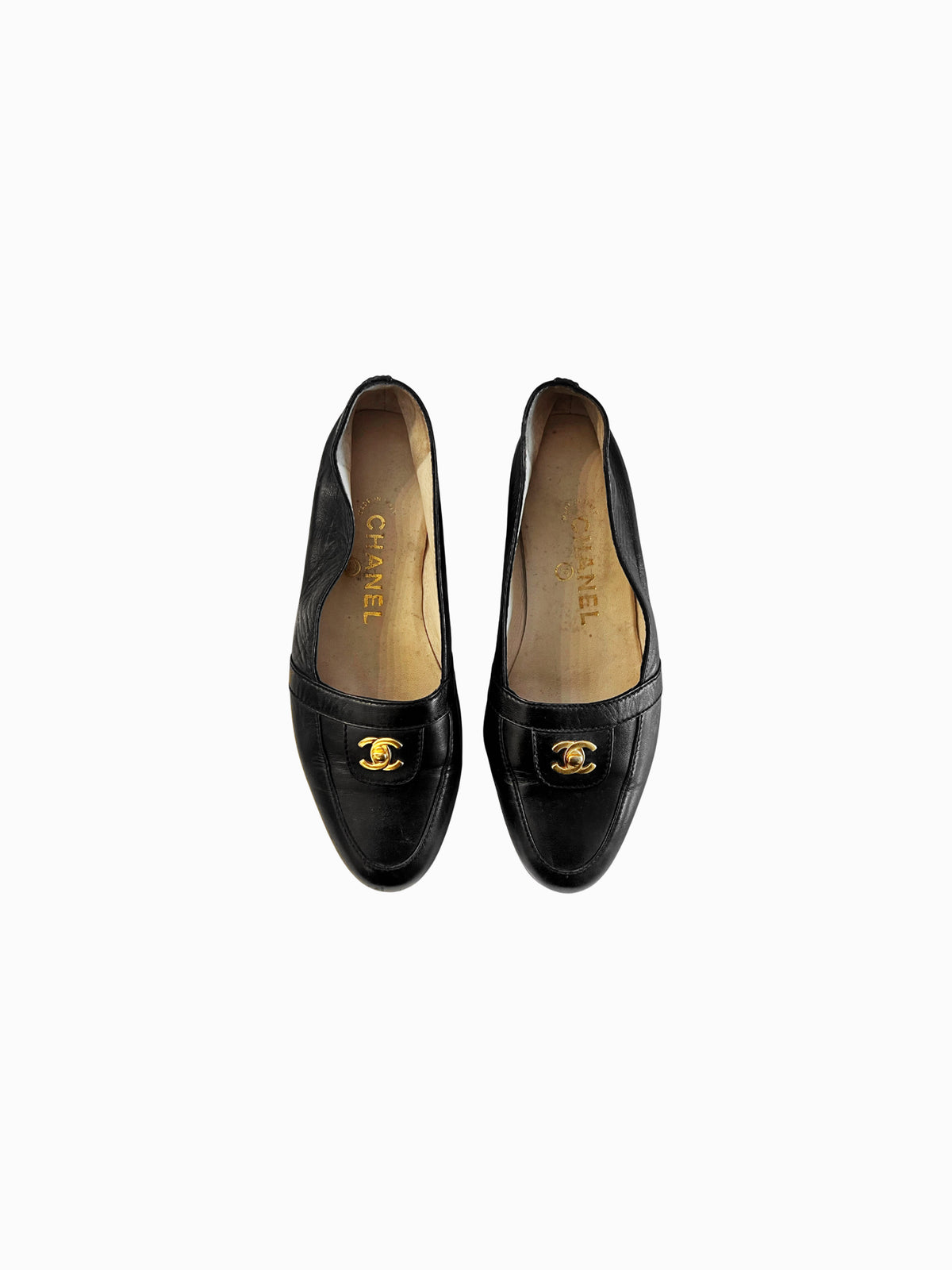 Chanel SS 1996 Black Lambskin Leather Loafers