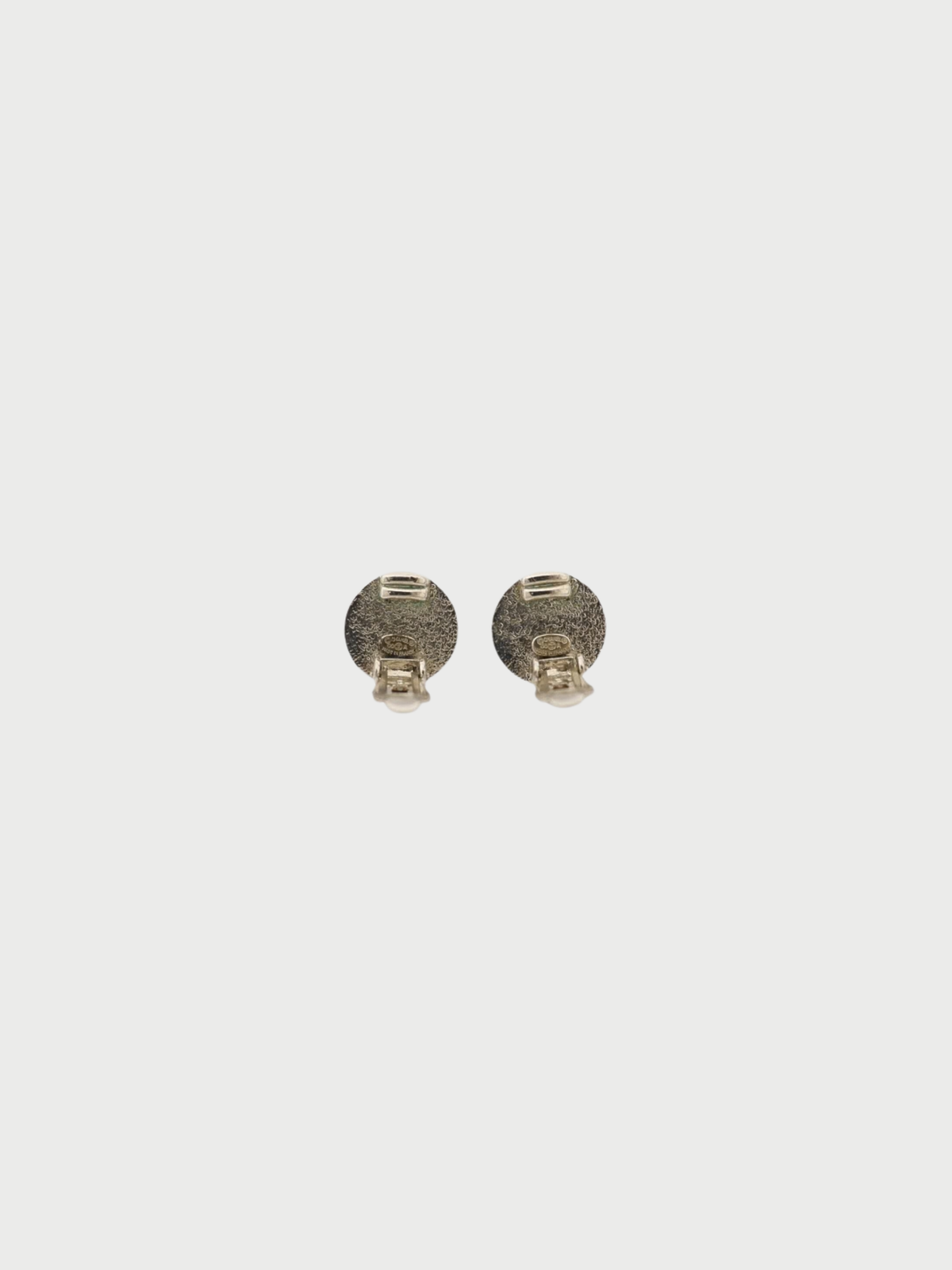 Chanel 2000s Silver Red COCO Logo Round Earrings