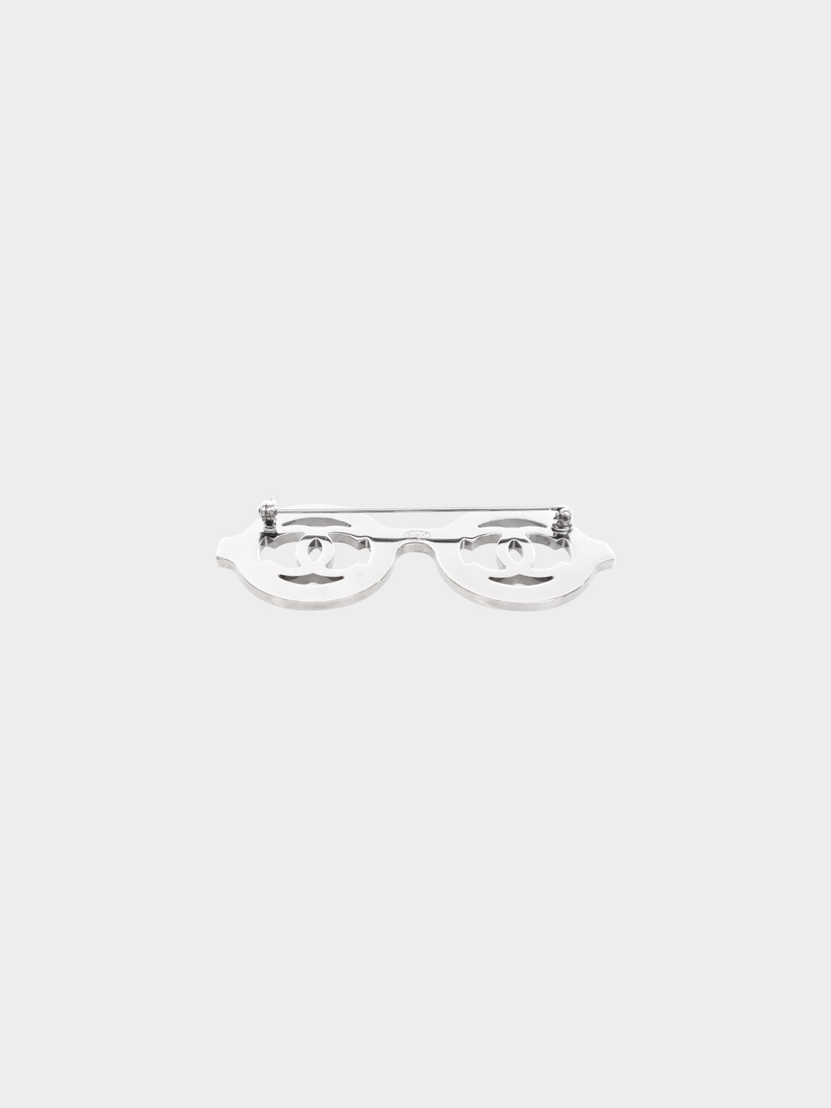 Chanel 2017 Silver Rhinestone CC Sunglasses Brooch