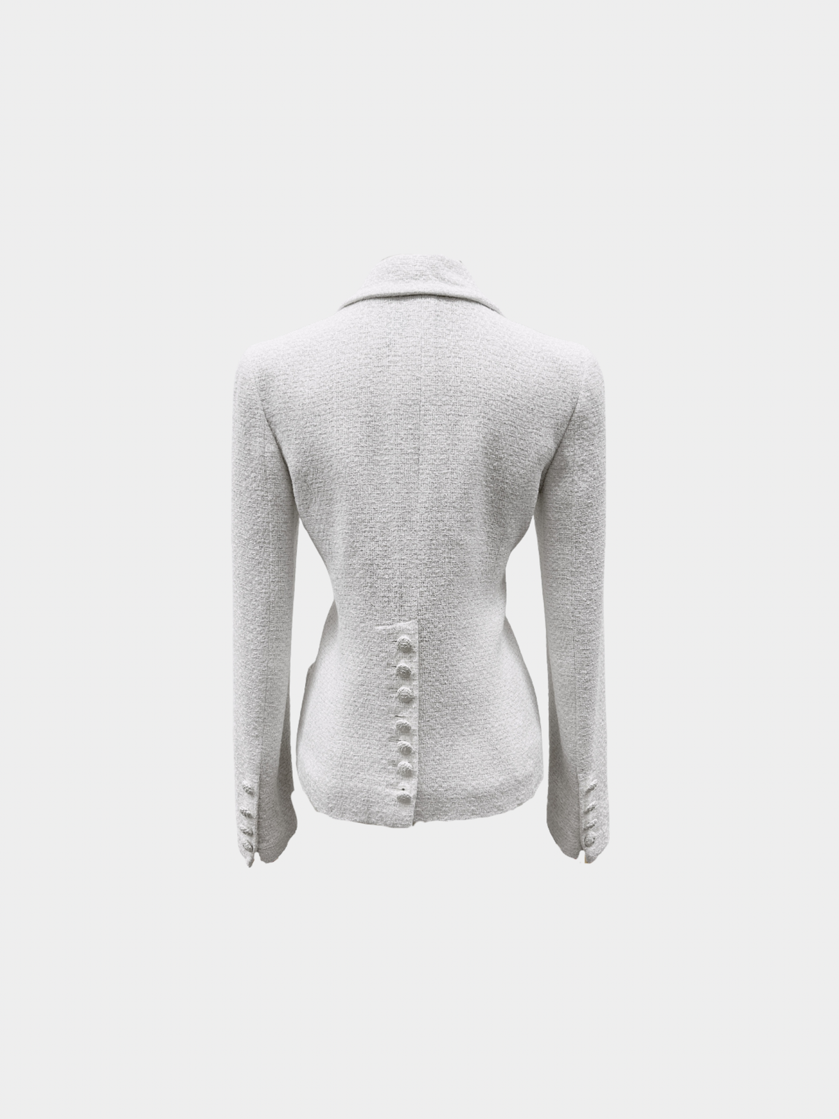 Chanel 2009 White Tweed Jacket with Silver Thread