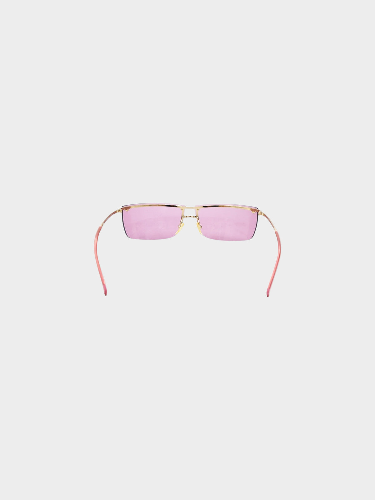 Gucci by Tom Ford Early 2000s Pink GG2653/S Half-rim Rectangle Sunglasses