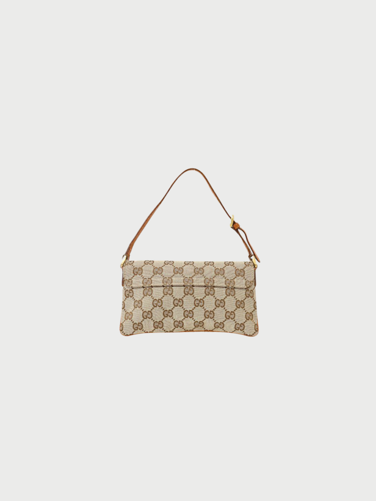 Gucci 2000s Beige Brown Canvas Leather GG Studs Shoulder Bag