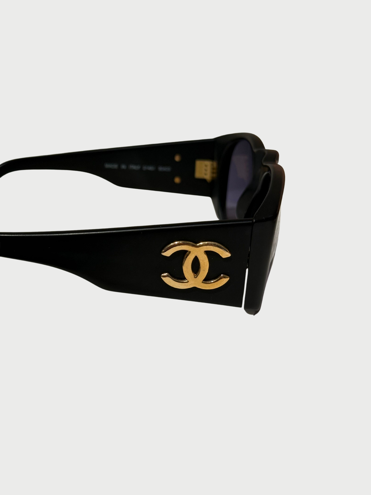 Chanel 1990s Black Oversized Coco Mark Sunglasses