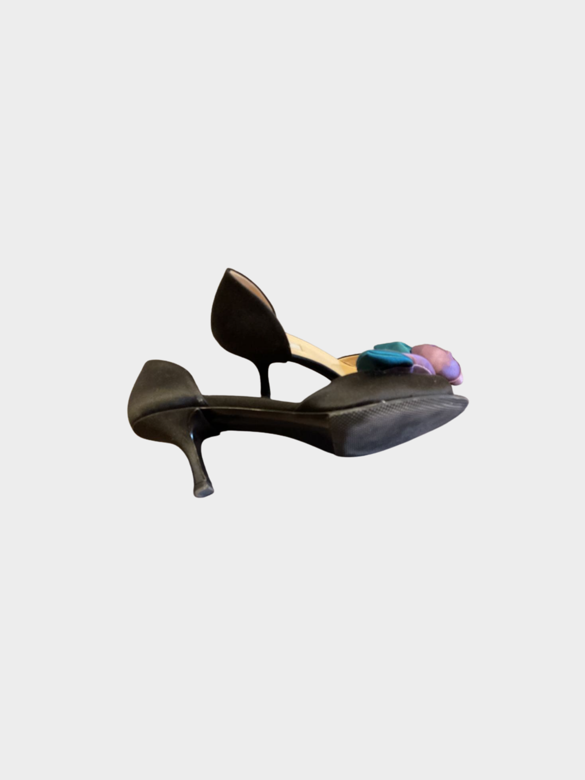 Prada 2000s Black Rosette Satin Heels