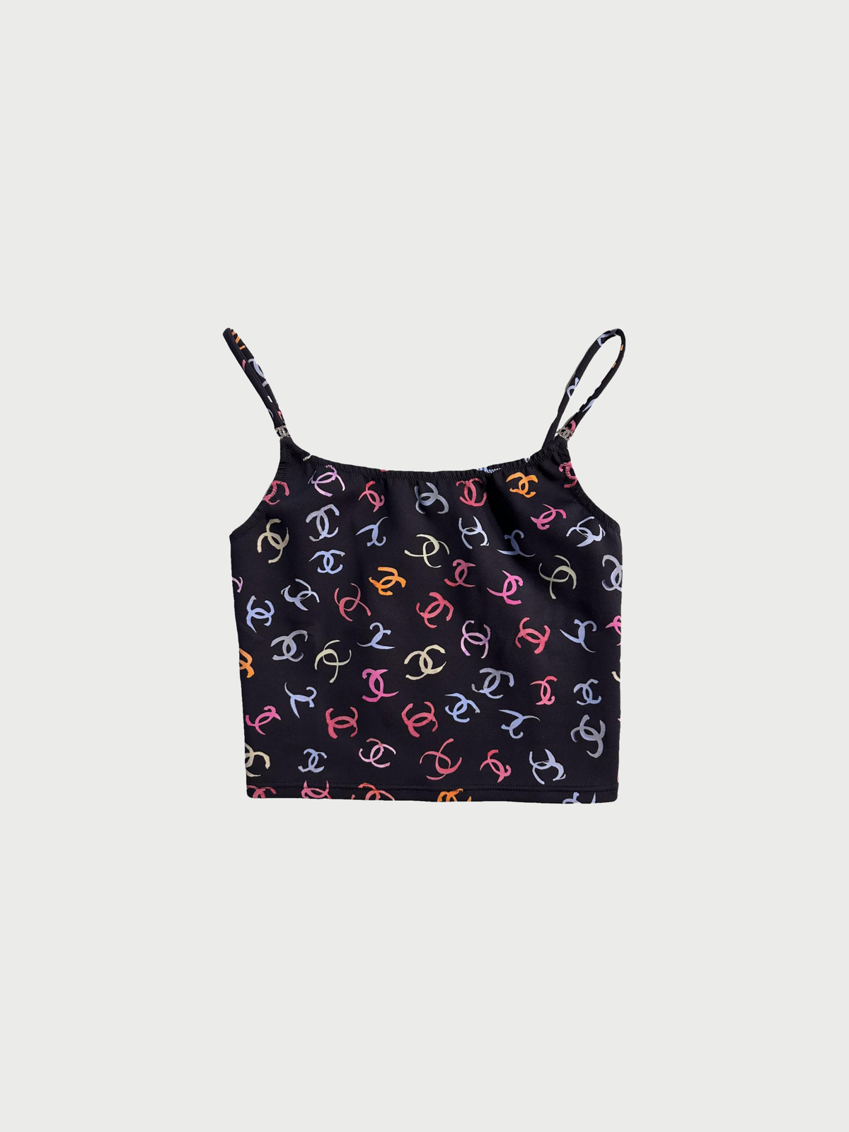 Chanel 2000s Black Nylon CC Camisole Top