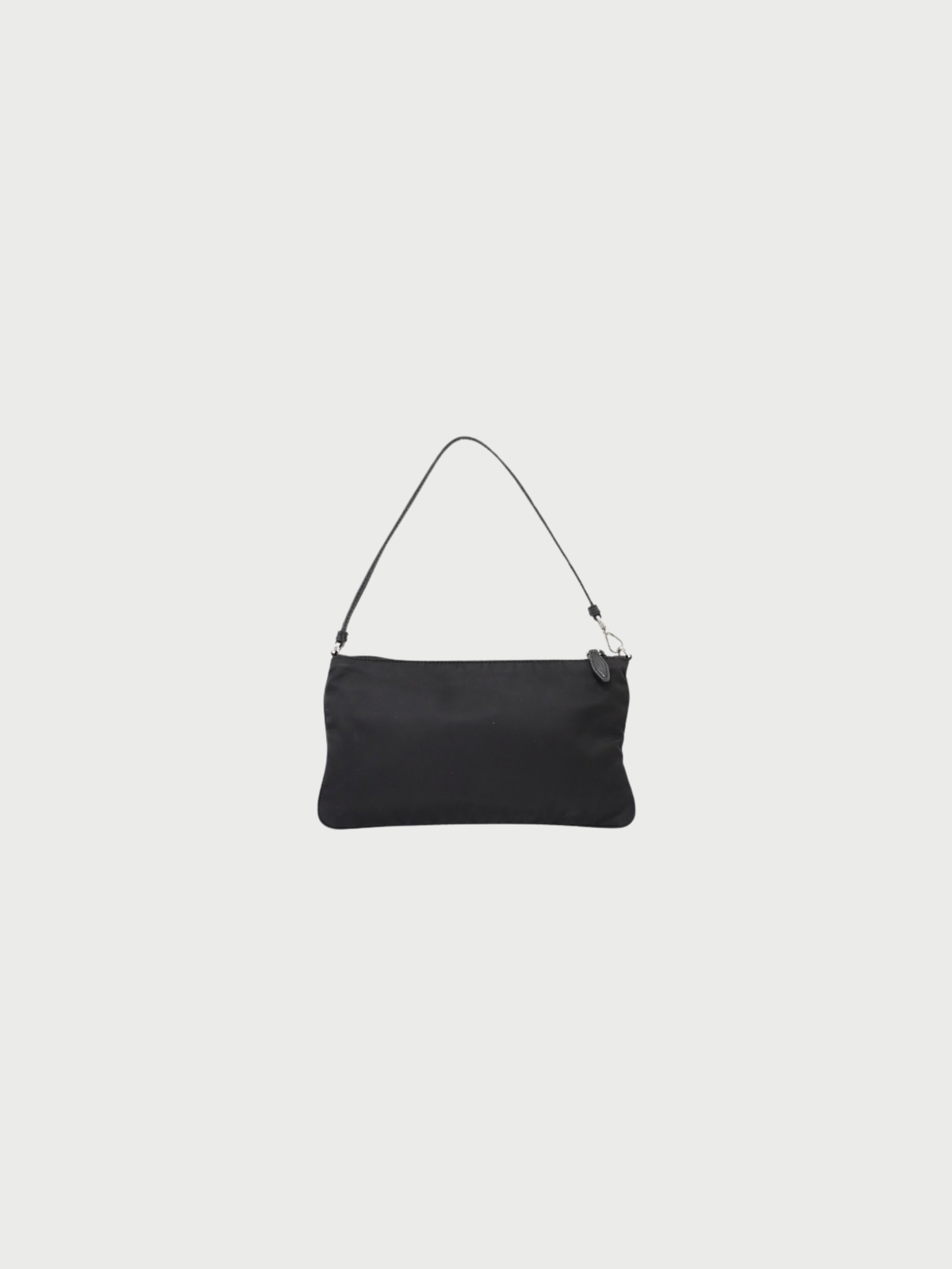 Prada 2000s Black Nylon Triangle Logo One-Shoulder Bag