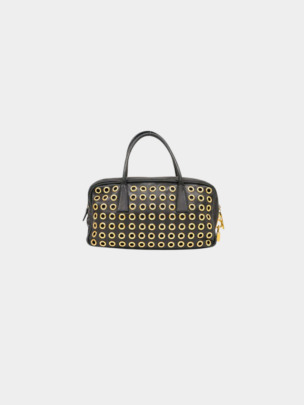 Prada 2000s Black Punching Leather Handbag