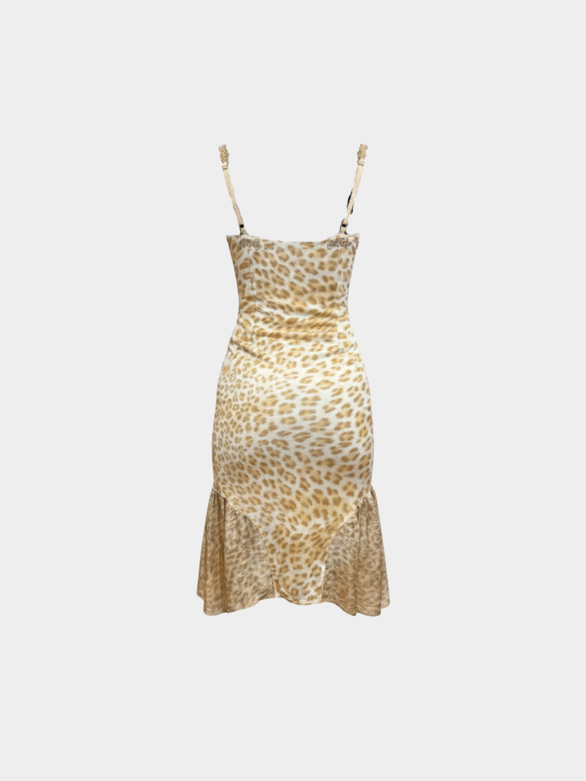Roberto Cavalli 2000s Beige Leopard Silk Dress