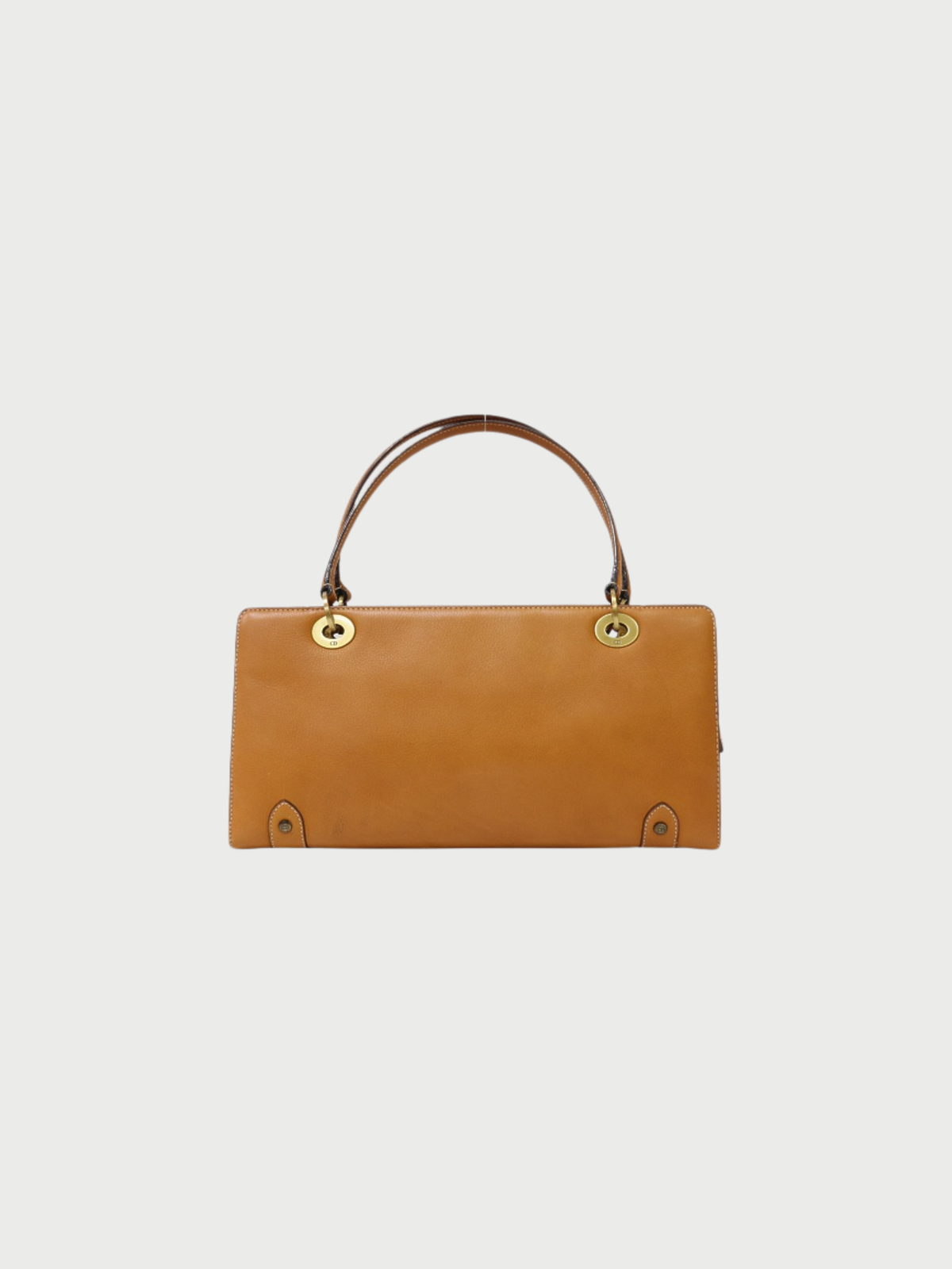 Christian Dior 2000s Camel Leather Logo Charm Handbag
